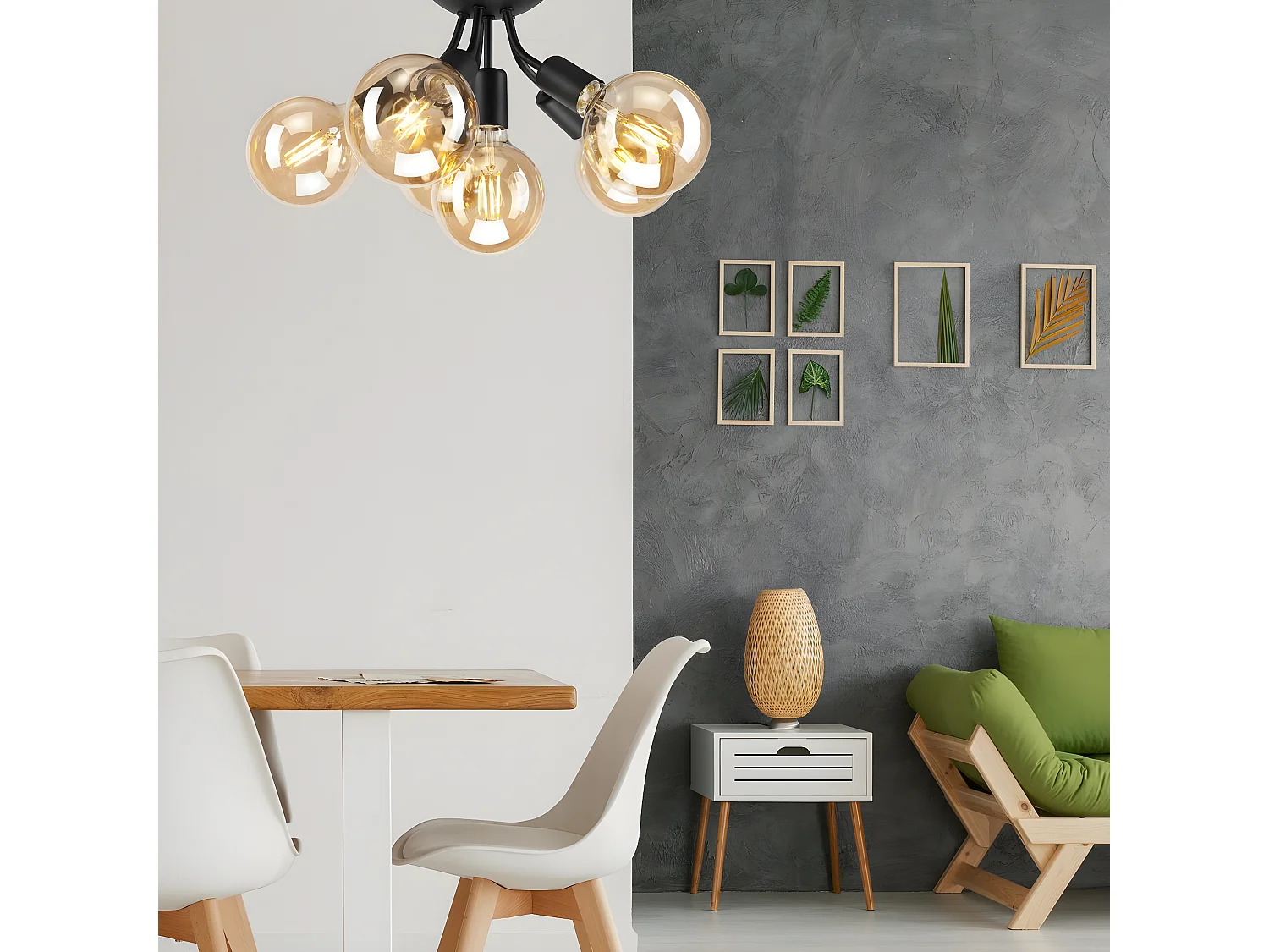 Candeeiro de Teto Viggo, Preto, 28x28x17 cm, Seven Design