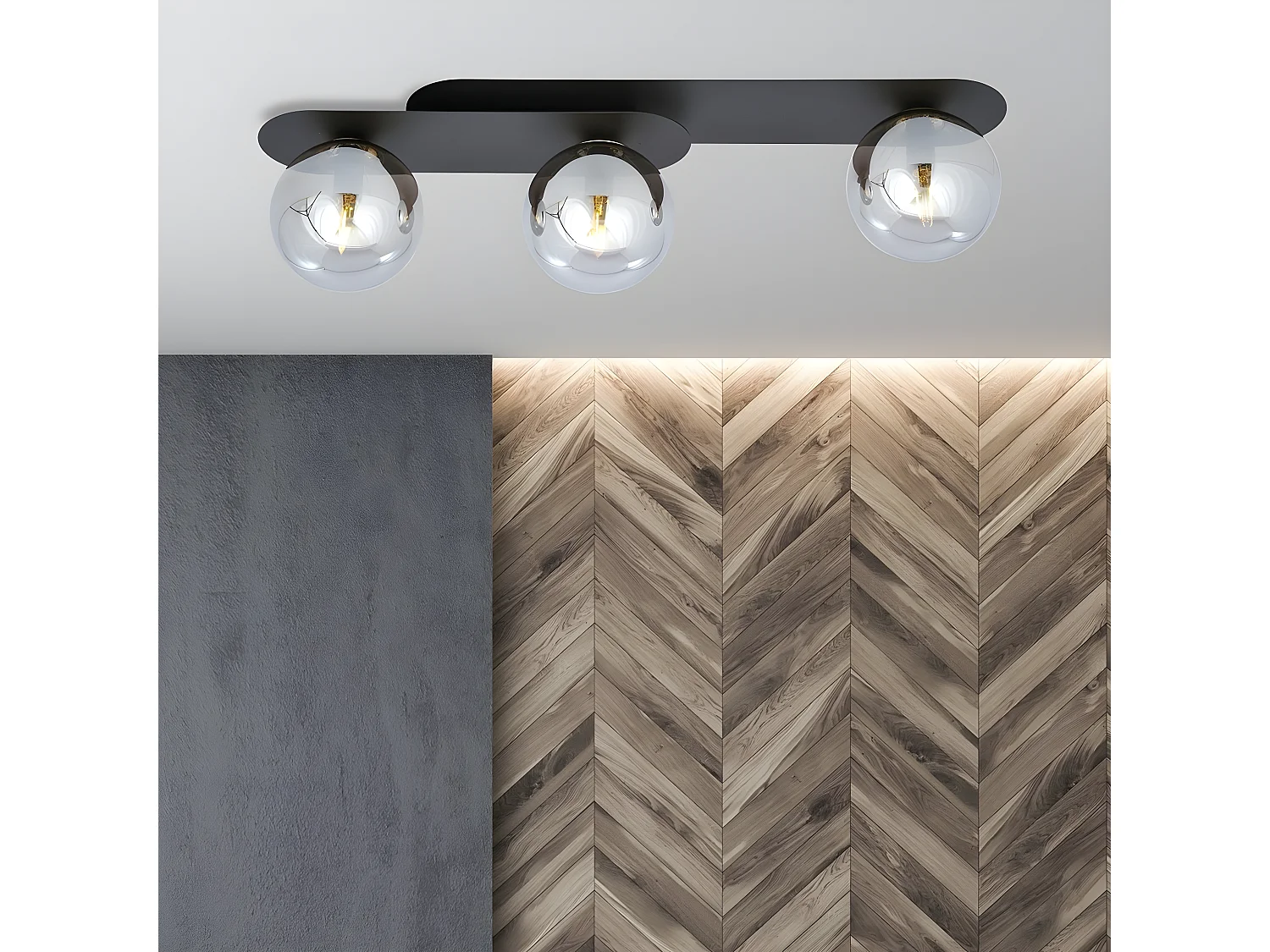 Candeeiro de Teto Plaza, Preto, 70x18x14 cm, EPIKASA