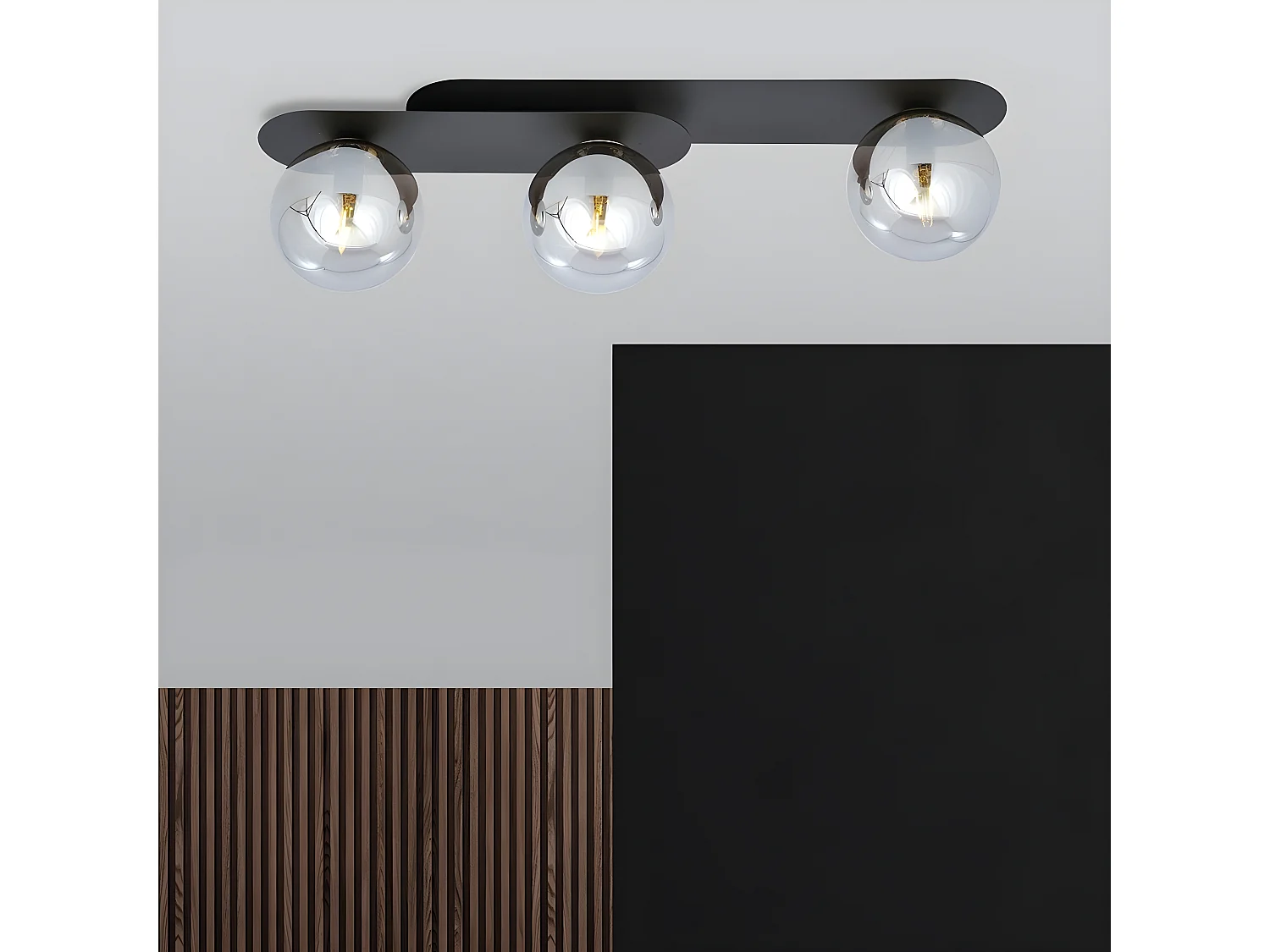 Candeeiro de Teto Plaza, Preto, 70x18x14 cm, EPIKASA