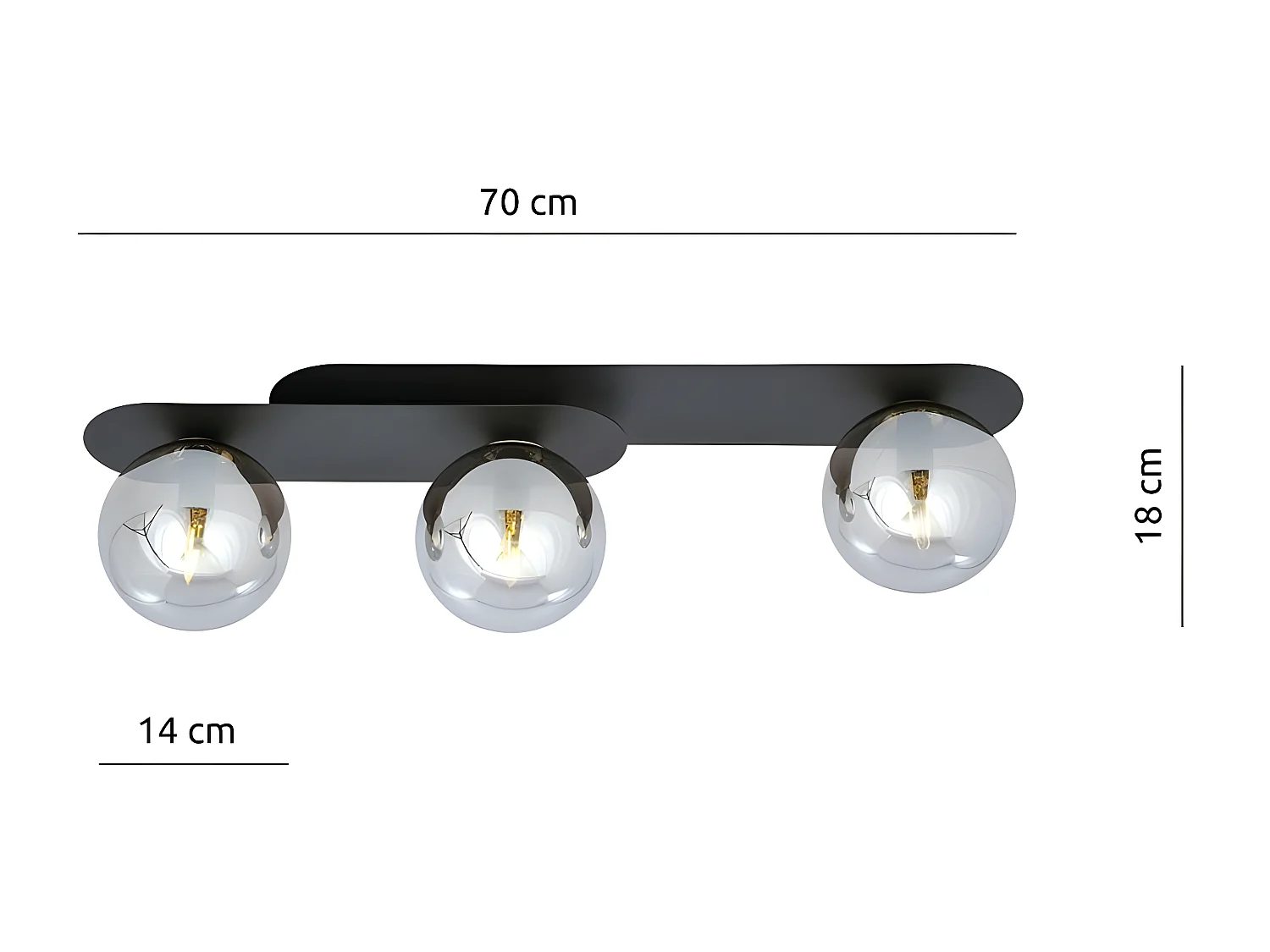 Candeeiro de Teto Plaza, Preto, 70x18x14 cm, EPIKASA