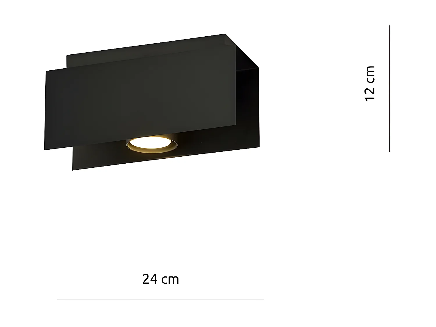 Plafonnier Kenno, Noir, 24x12x10 cm, EPIKASA