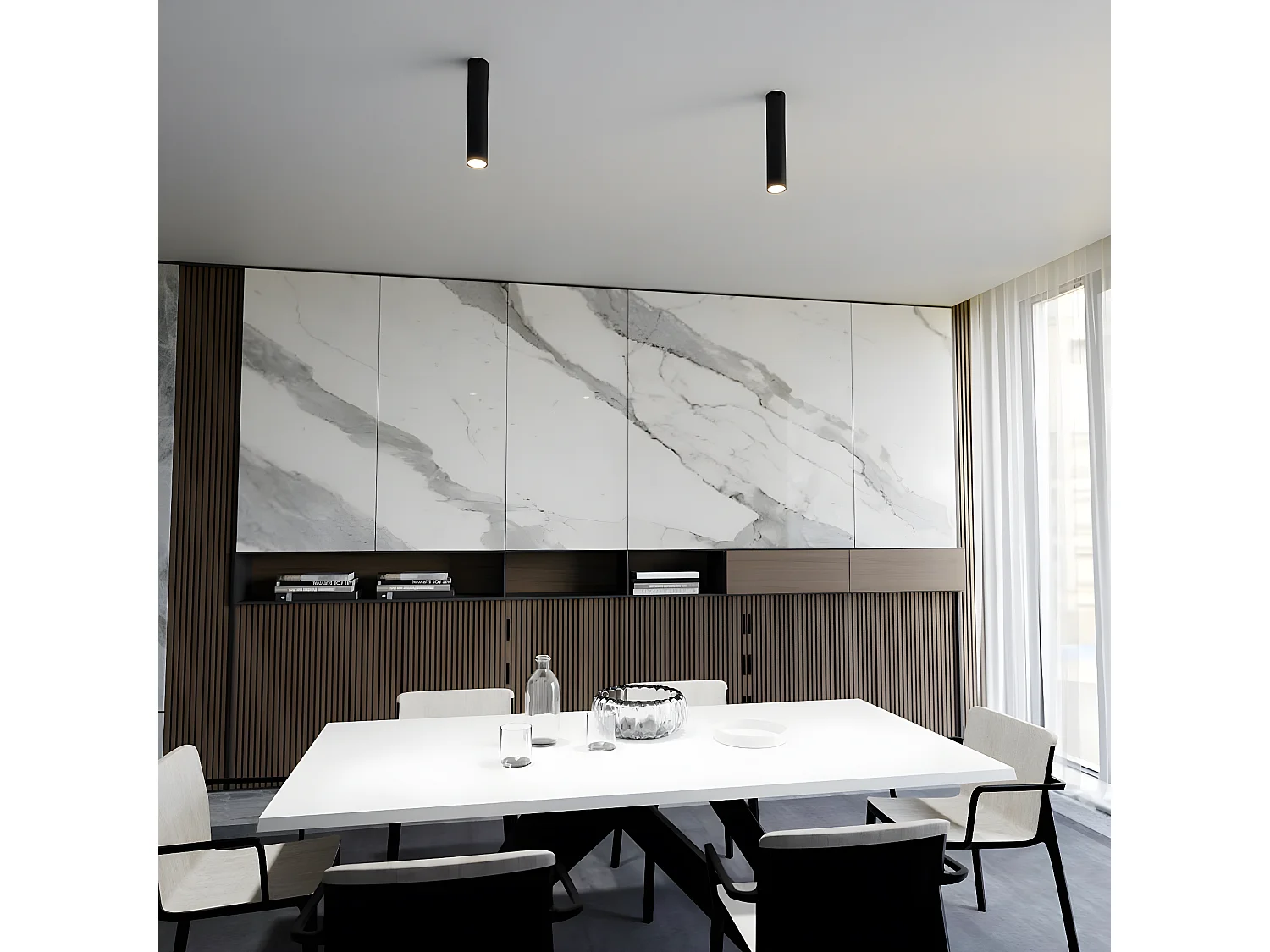 Spot Tecno, Zwart, 6x30x6 cm, Seven Design