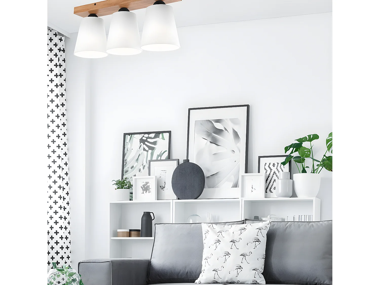 Plafonnier Lula, Blanc, 50x21x15 cm, Seven Design