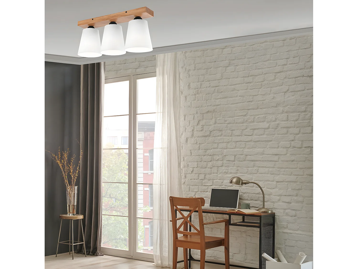 Plafonnier Lula, Blanc, 50x21x15 cm, Seven Design