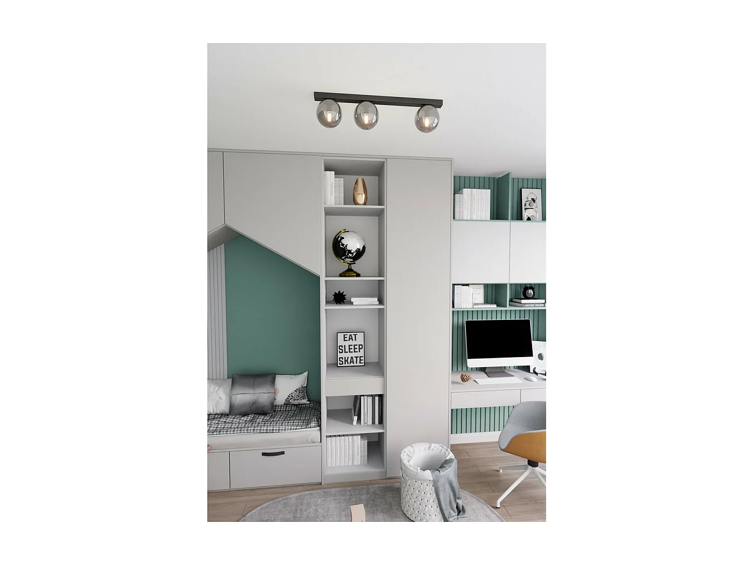 Candeeiro de Teto Fit, Preto, 70x17x14 cm, EPIKASA