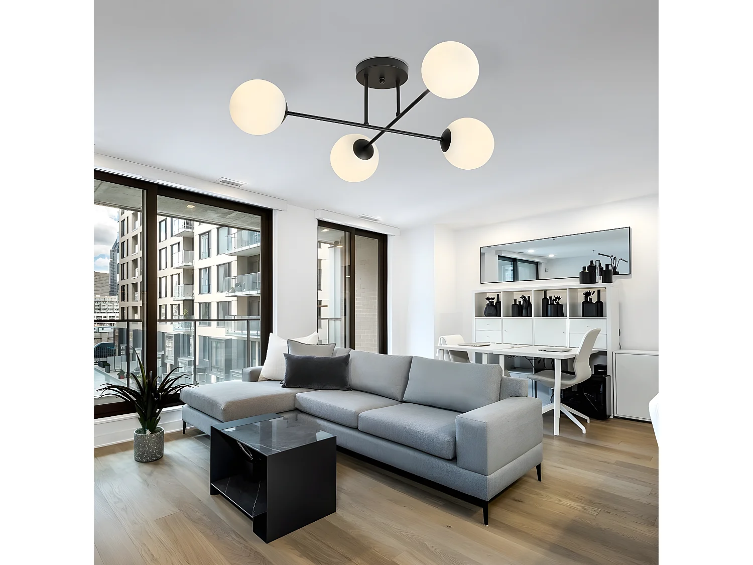 Spot d'Intérieur Aurora, Noir, 19x19x8 cm, Seven Design