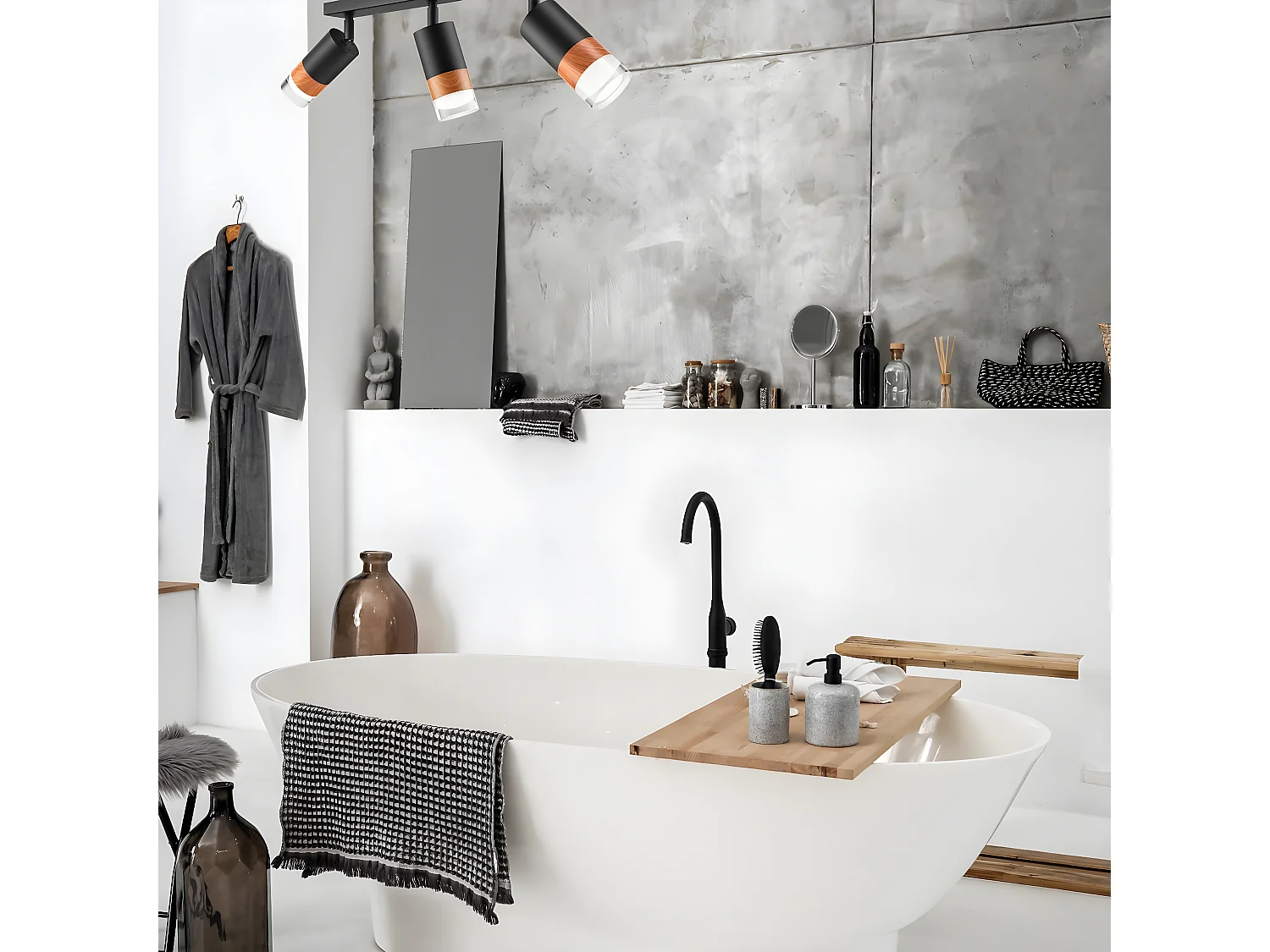 Plafonnier Aurora, Noir, 45x19x19 cm, Seven Design