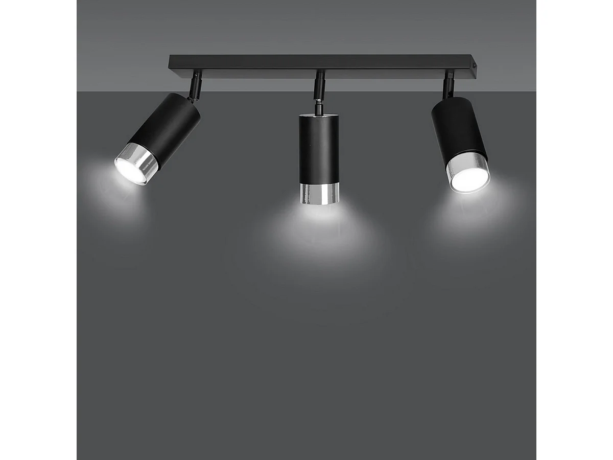 Plafonnier Hiro 10, Noir, 45x19x6 cm, Seven Design