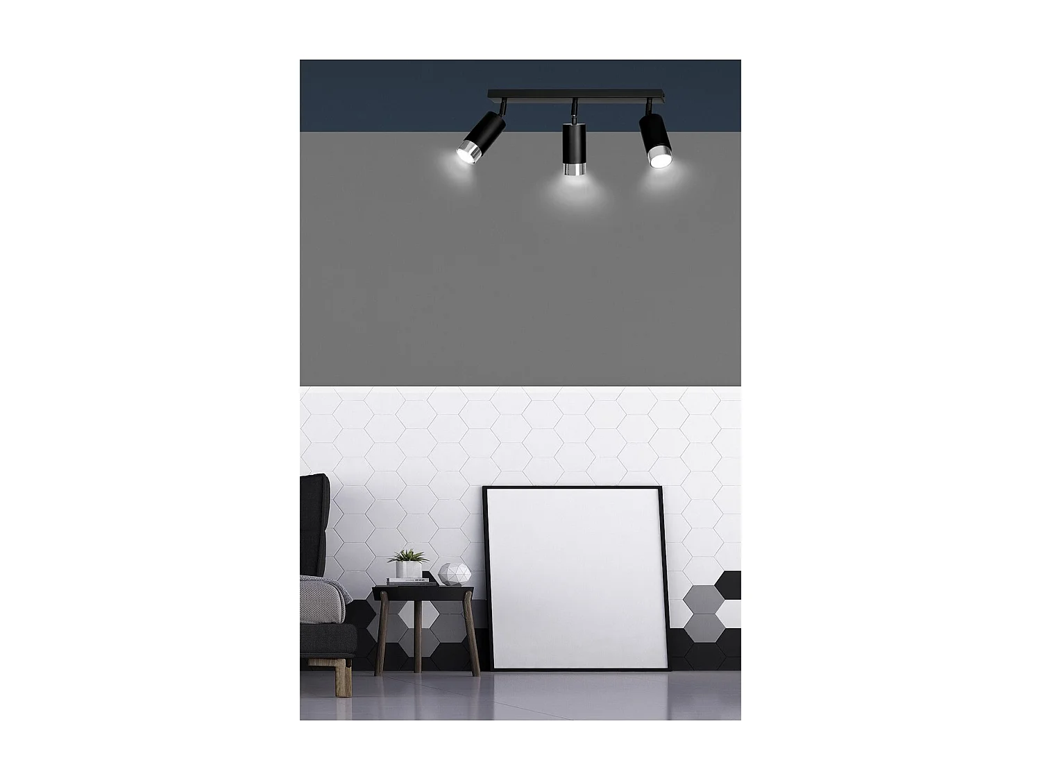 Plafonnier Hiro 10, Noir, 45x19x6 cm, Seven Design