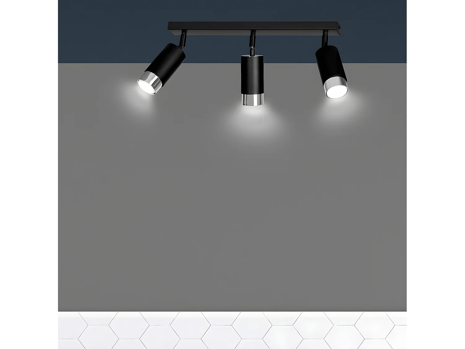 Plafonnier Hiro 10, Noir, 45x19x6 cm, Seven Design