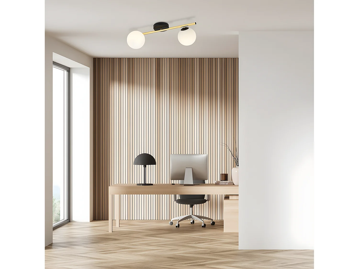 Plafonnier Splendi 6, Or, 55x20x29 cm, Seven Design