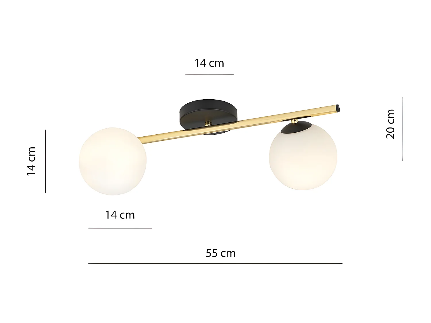 Plafonnier Splendi 6, Or, 55x20x29 cm, Seven Design