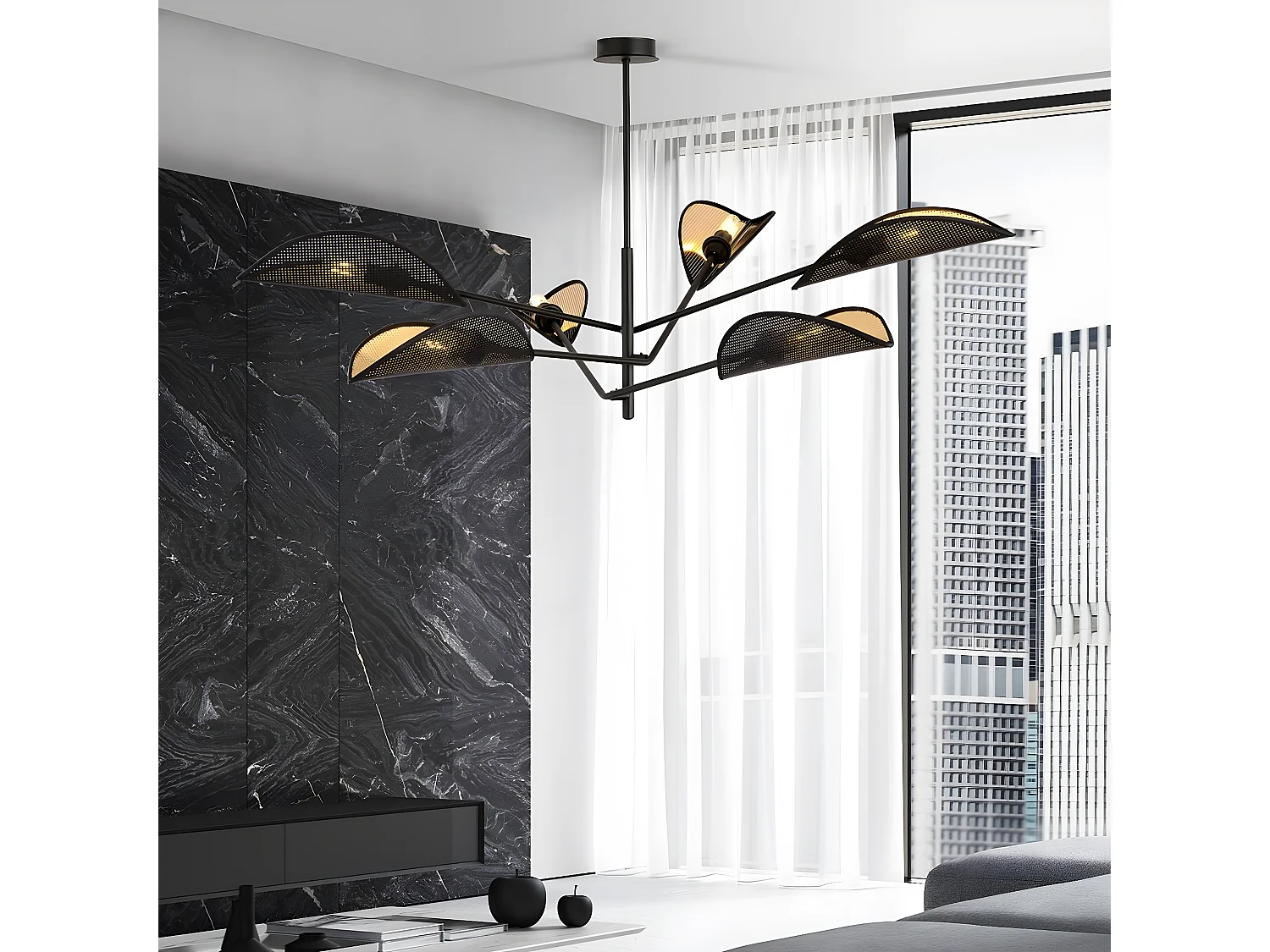 Candeeiro Suspenso Vene, Preto, 102x51x102 cm, EPIKASA
