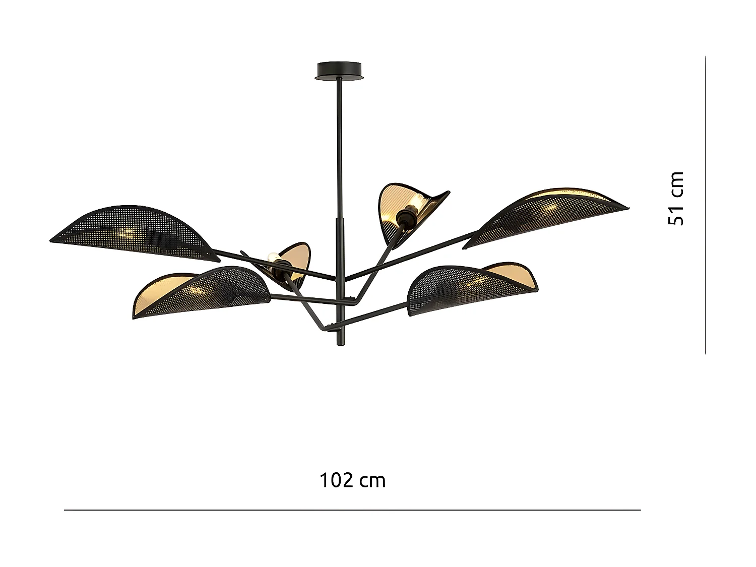 Candeeiro Suspenso Vene, Preto, 102x51x102 cm, EPIKASA