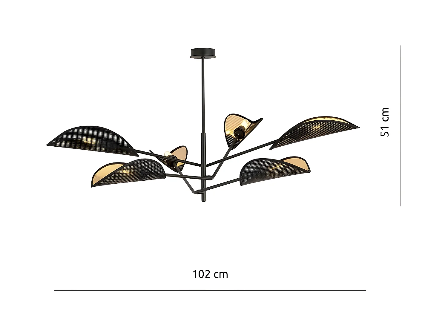 Candeeiro Suspenso Vene, Preto, 102x51x102 cm, EPIKASA