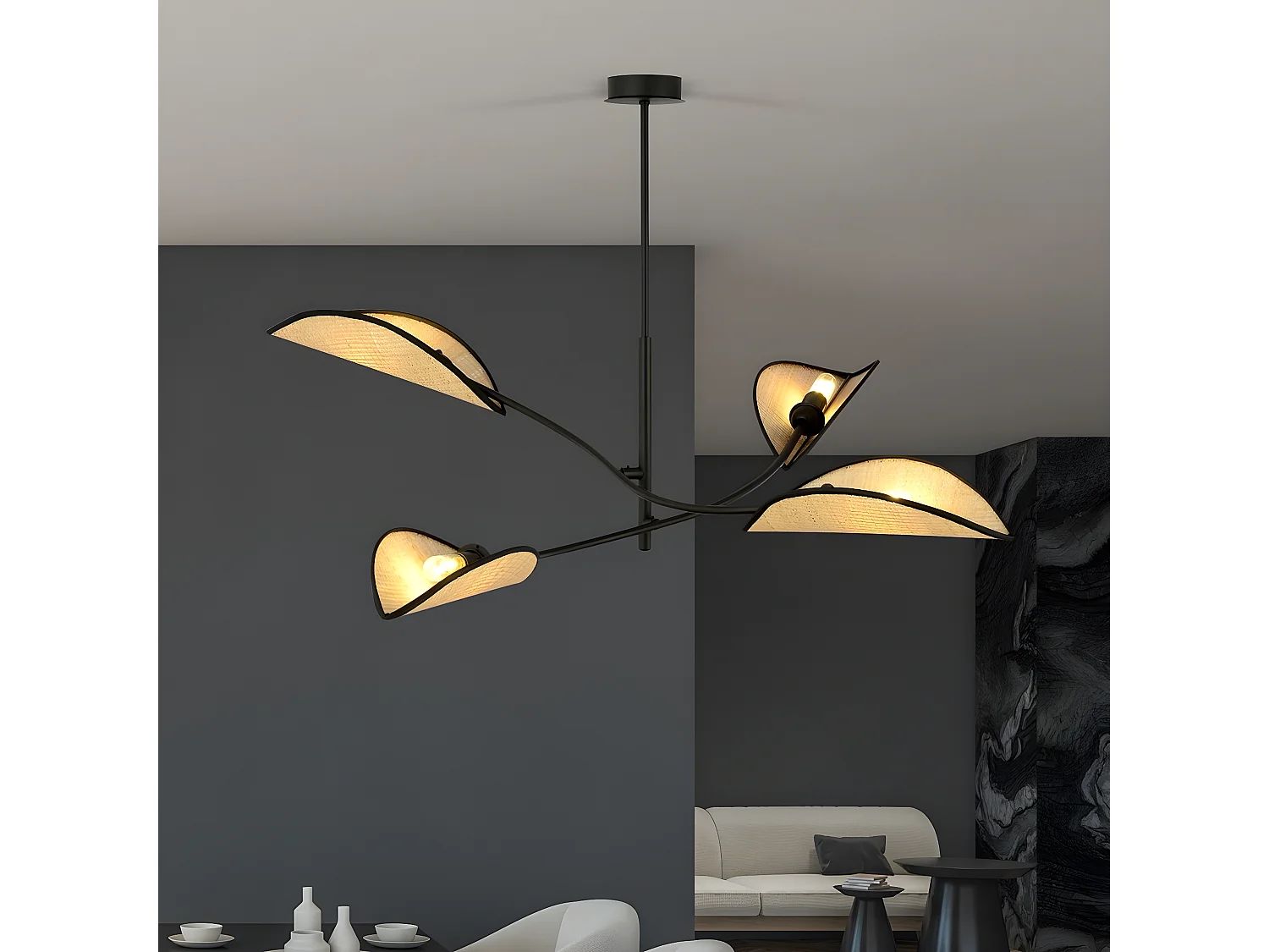 Hanglamp Lotus 2, Bruin, 102x51x102 cm, Seven Design