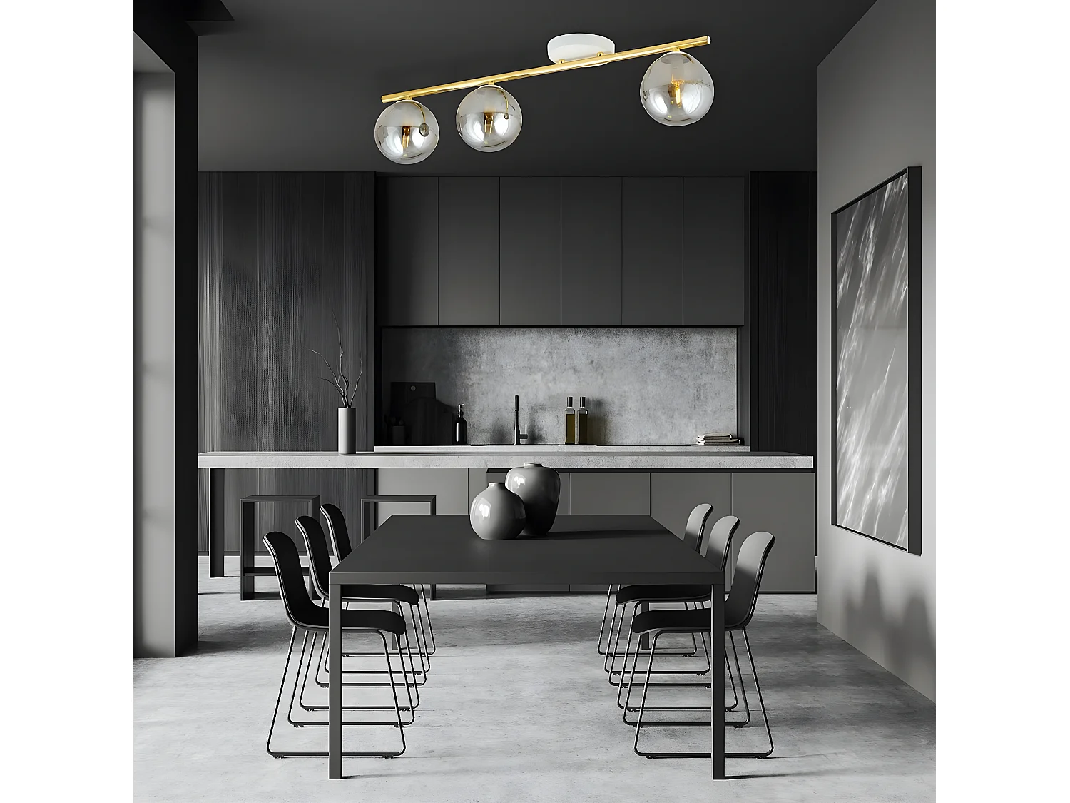 Plafonnier Monza 2, Or, 80x20x14 cm, Seven Design