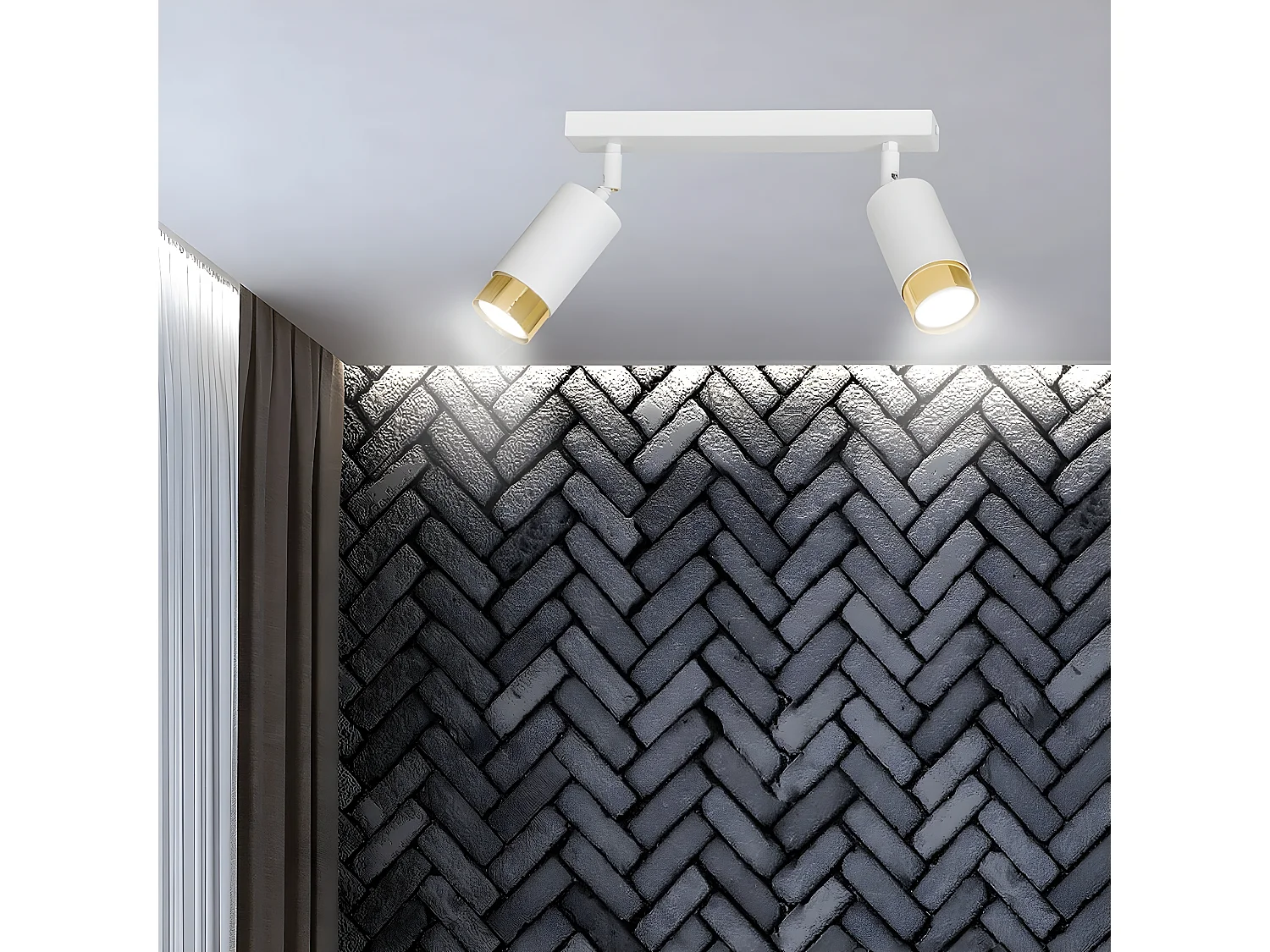 Plafonnier Hiro, Blanc, 30x19x6 cm, EPIKASA