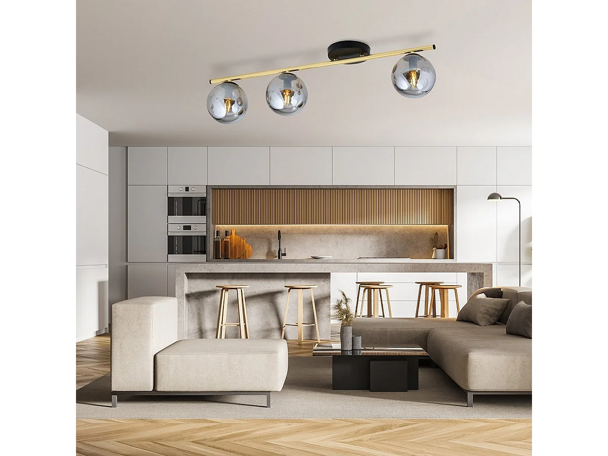 Candeeiro de Teto Monza, Ouro, 80x20x14 cm, EPIKASA