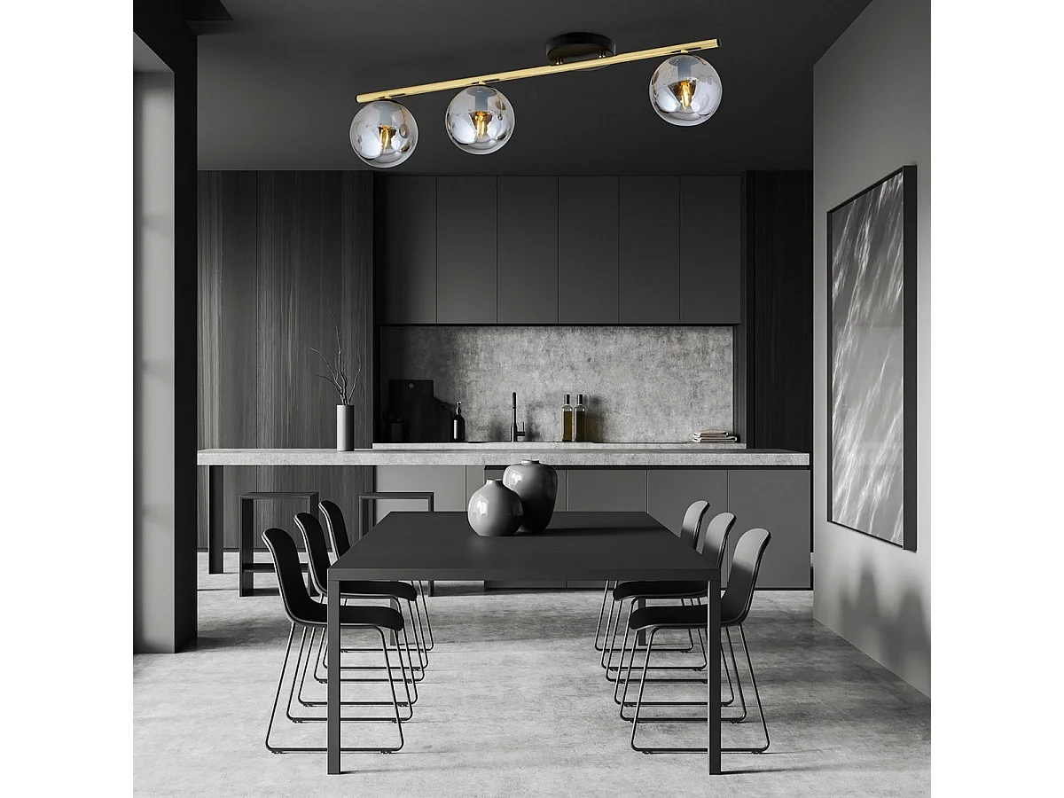 Candeeiro de Teto Monza, Ouro, 80x20x14 cm, EPIKASA