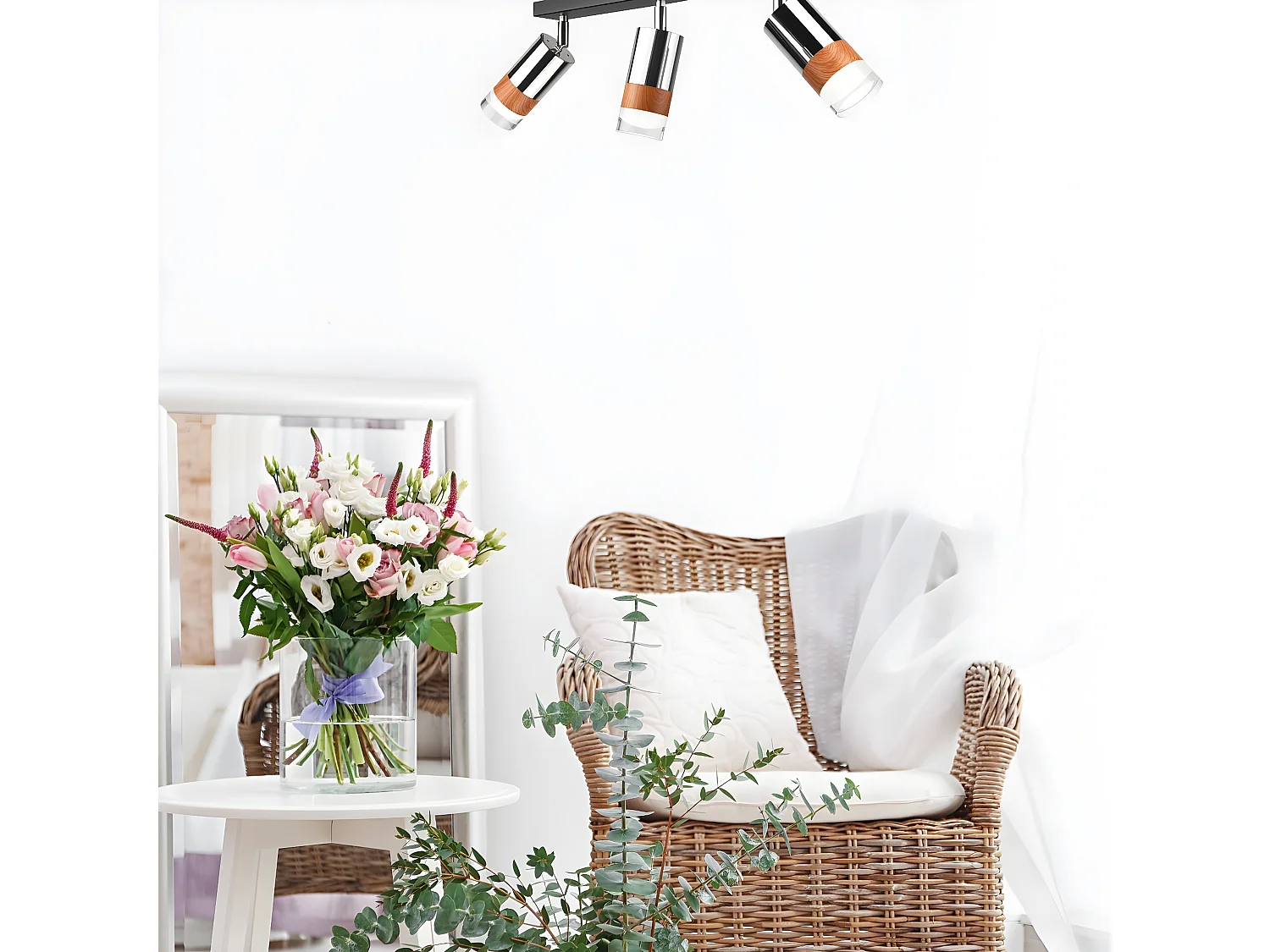 Plafondlamp Aurora, Zilver, 45x19x19 cm, Seven Design