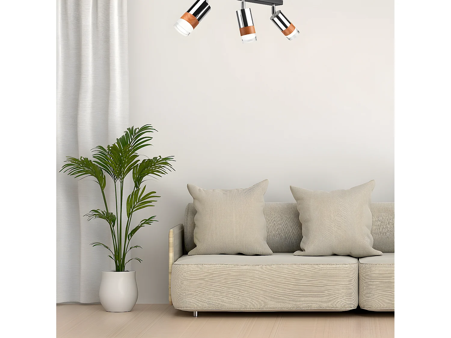 Plafondlamp Aurora, Zilver, 45x19x19 cm, Seven Design