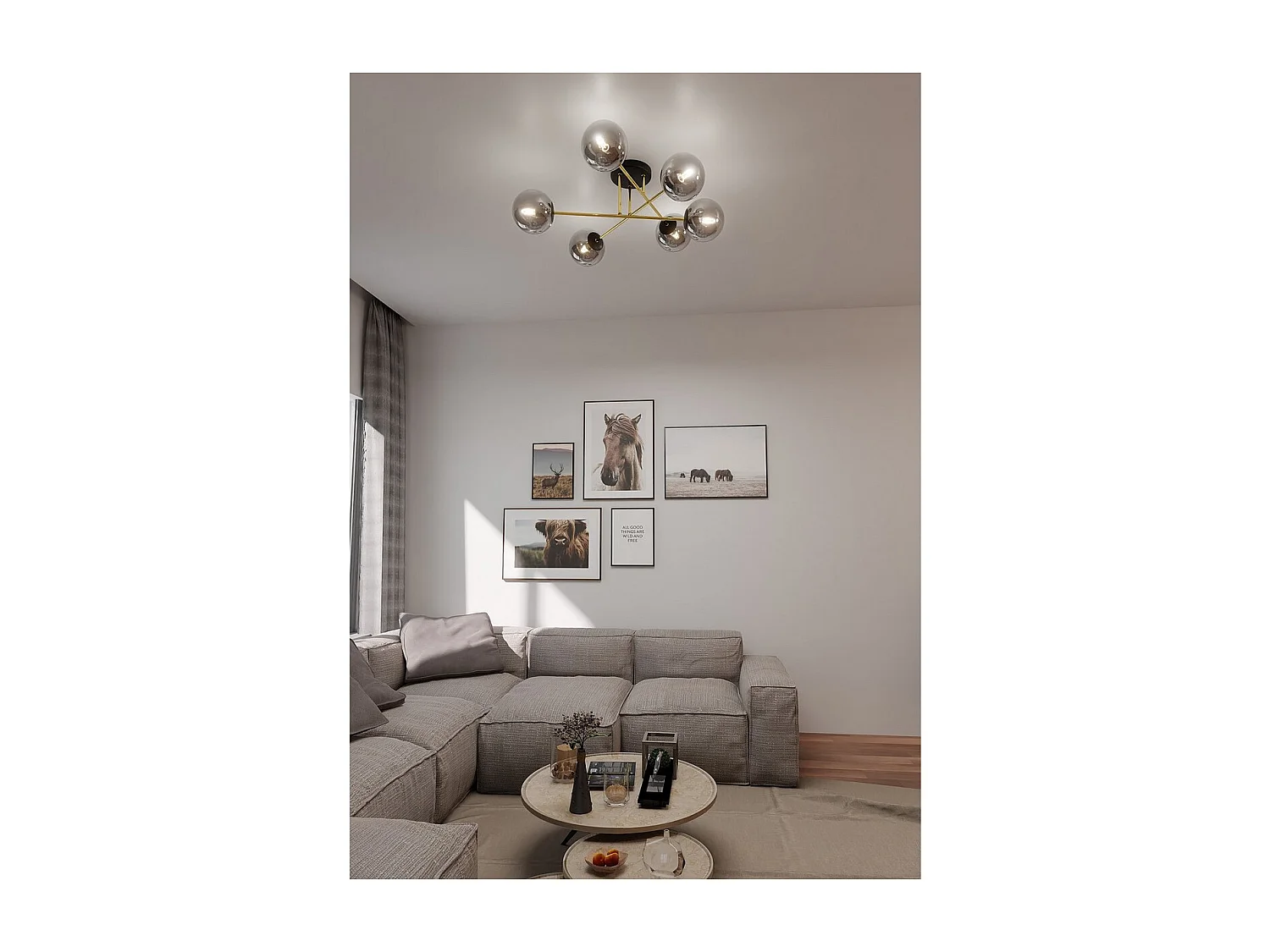 Plafonnier Magnum, Noir, 55x23x75 cm, Seven Design