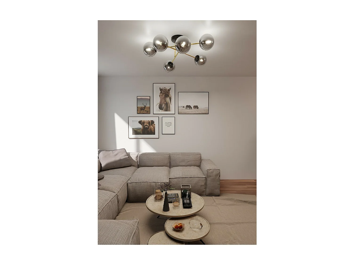 Plafonnier Magnum, Noir, 55x23x75 cm, Seven Design