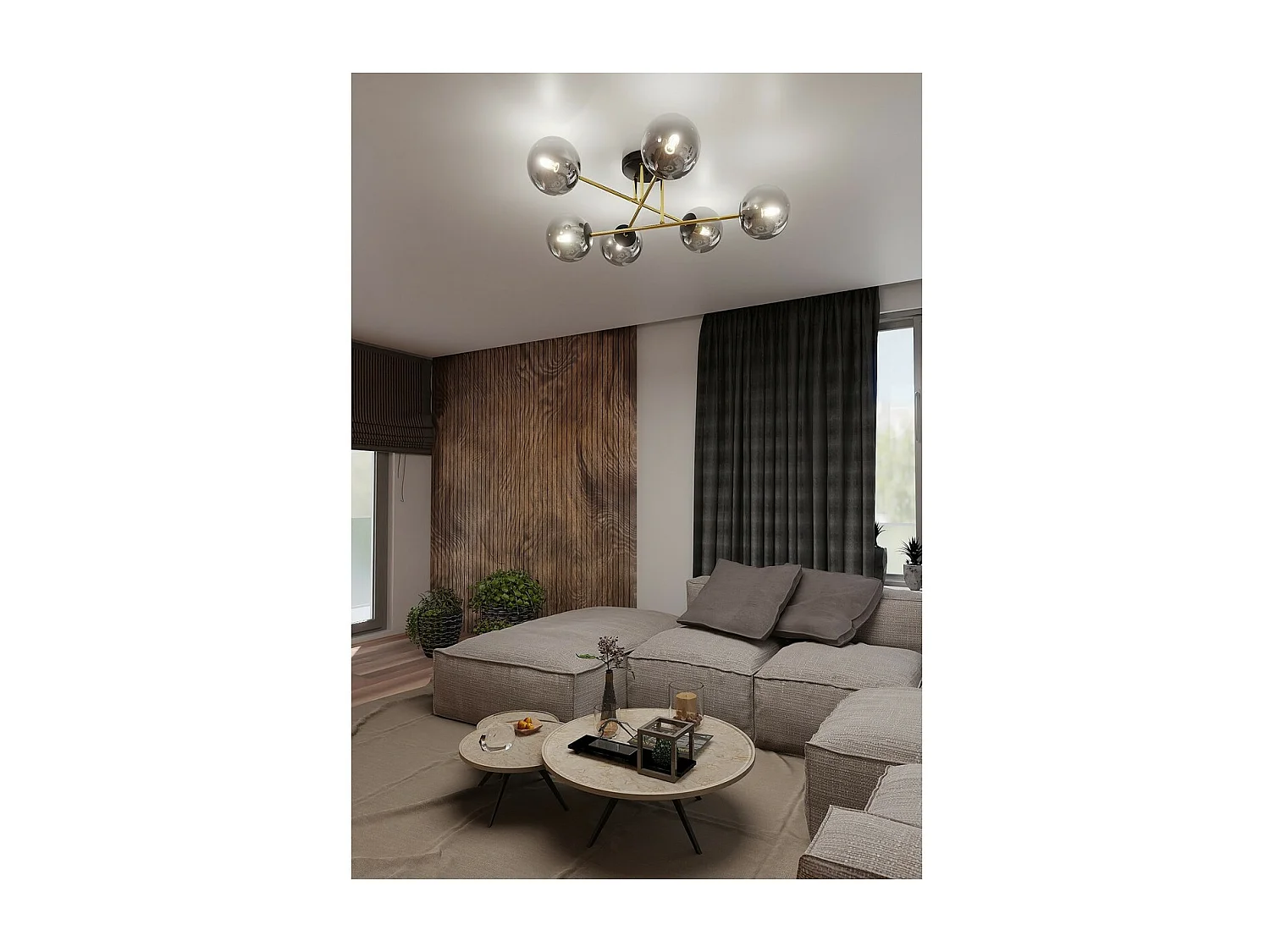 Plafonnier Magnum, Noir, 55x23x75 cm, Seven Design