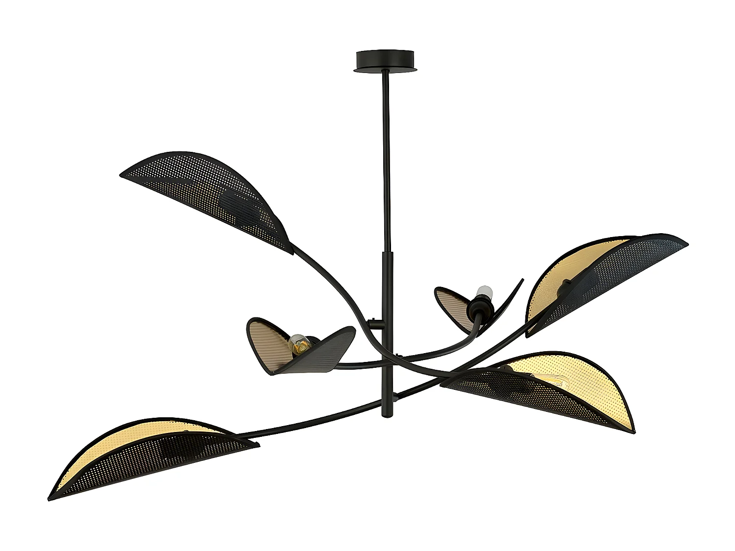 Candeeiro Suspenso Flor de Lótus, Preto, 102x51x102 cm, EPIKASA