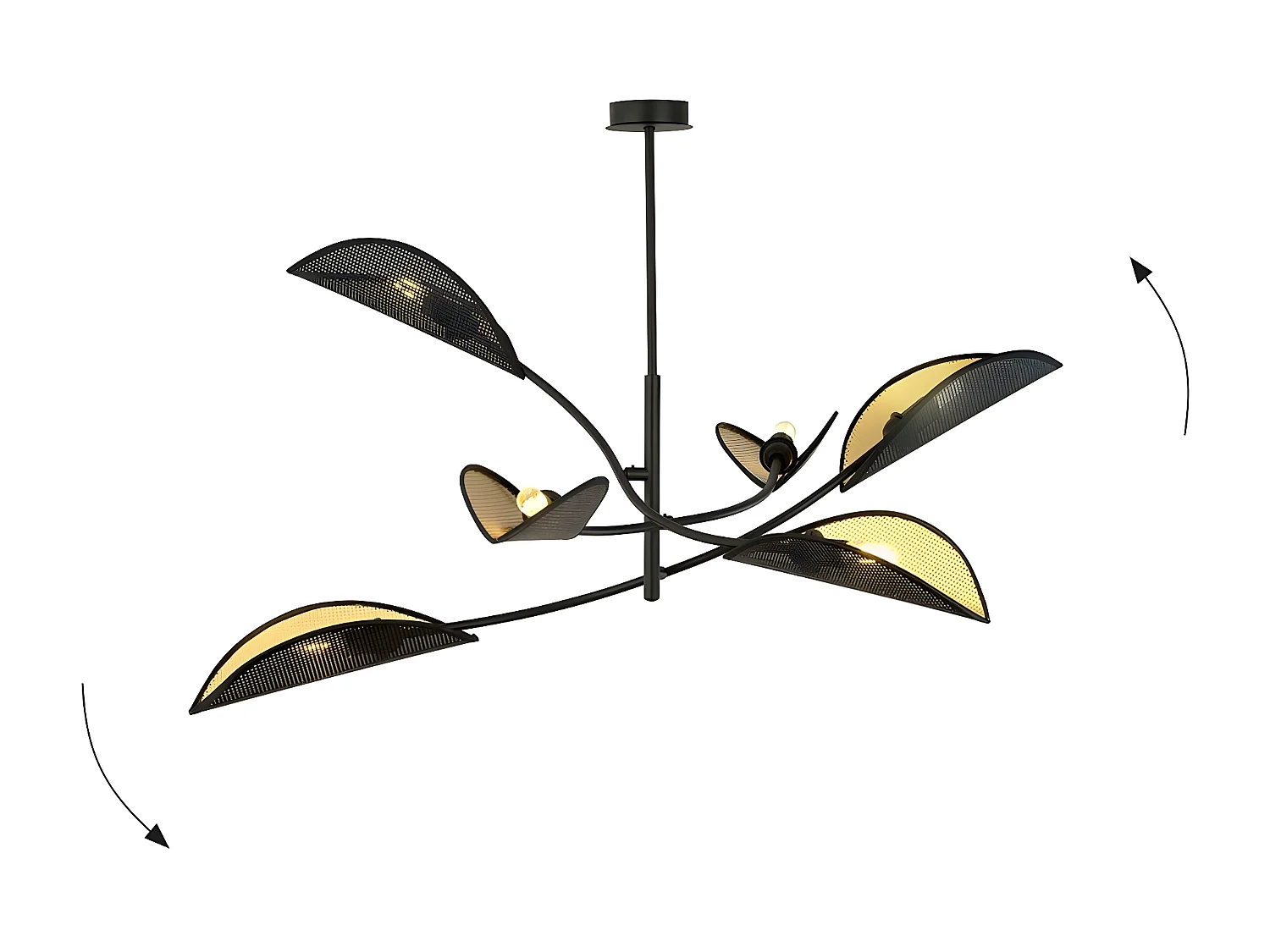 Candeeiro Suspenso Lotus 1, Preto, 102x51x102 cm, Seven Design