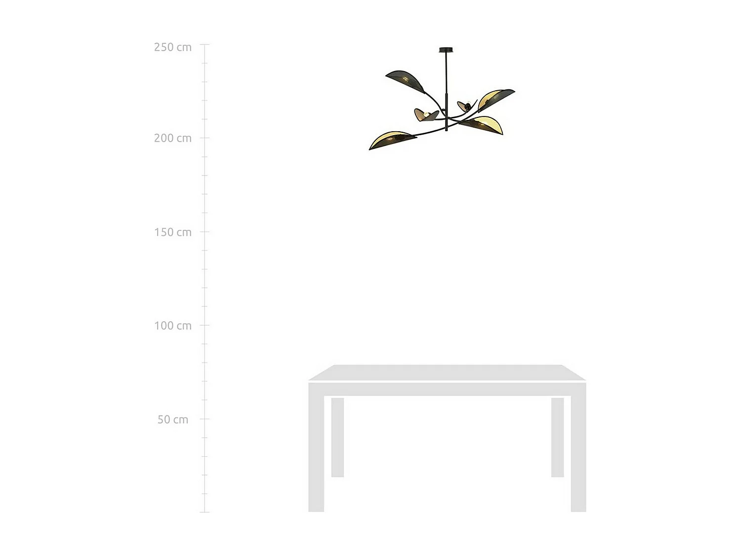 Candeeiro Suspenso Lotus 1, Preto, 102x51x102 cm, Seven Design