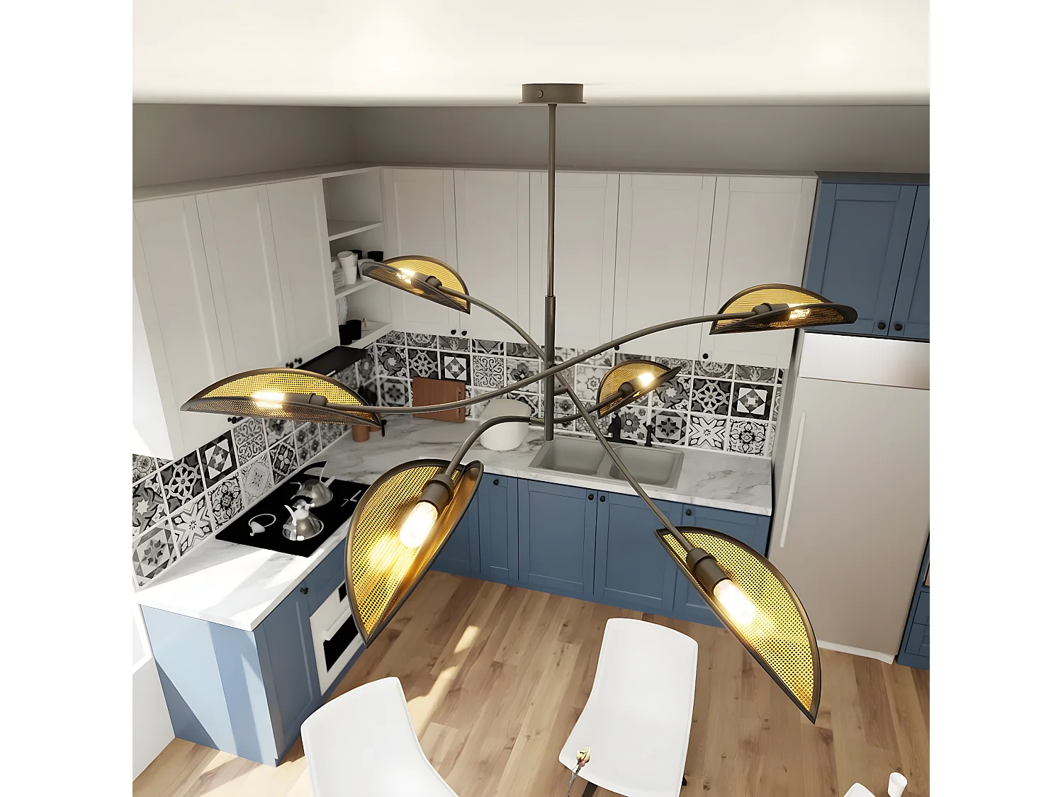 Candeeiro Suspenso Lotus 1, Preto, 102x51x102 cm, Seven Design