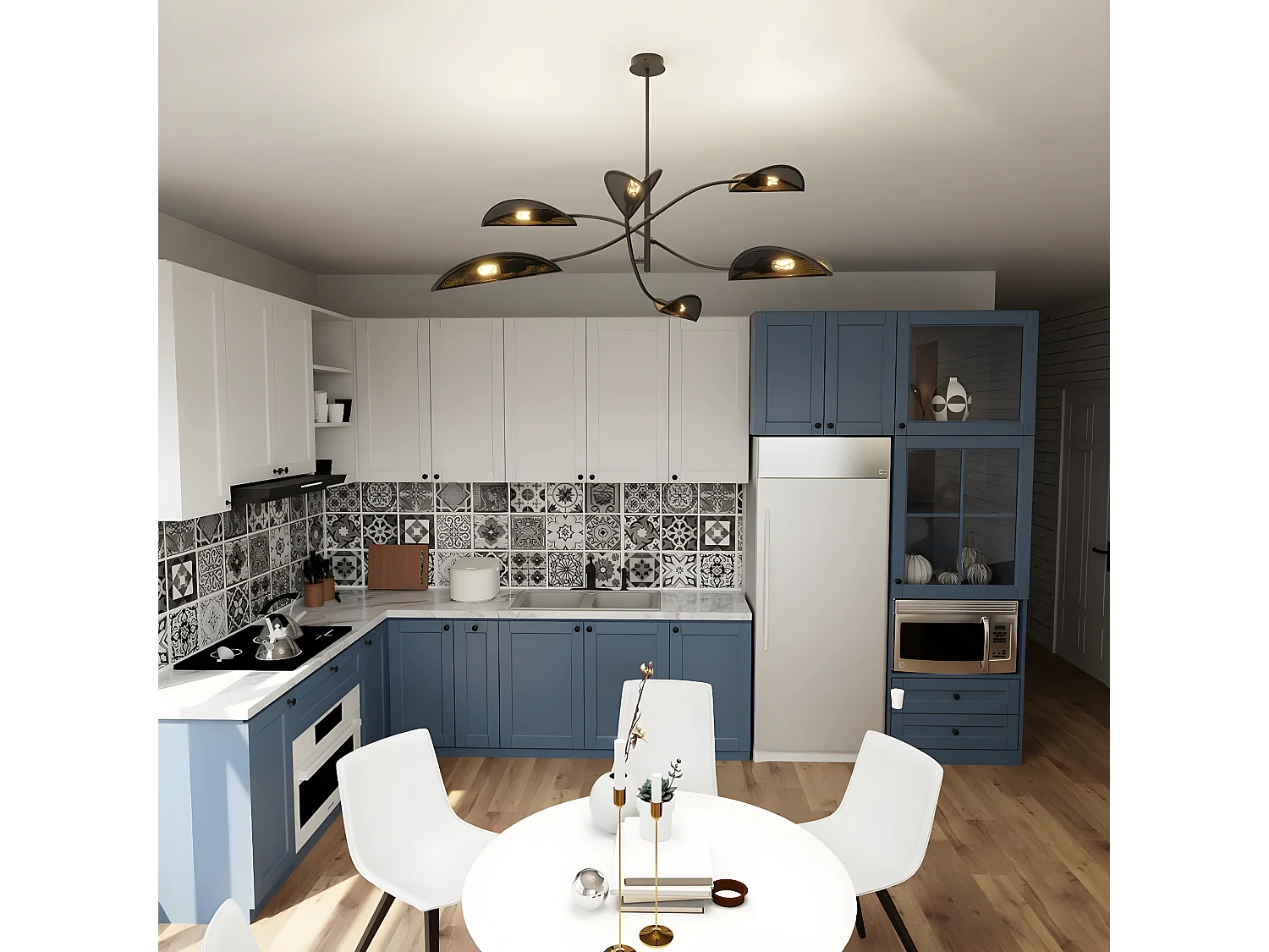 Candeeiro Suspenso Lotus 1, Preto, 102x51x102 cm, Seven Design