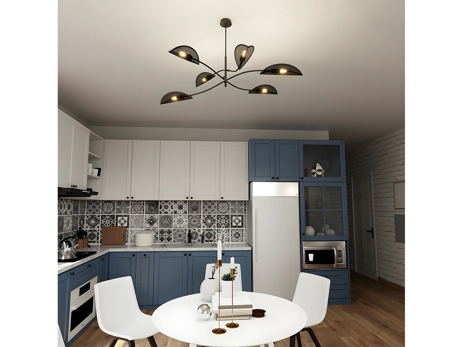 Candeeiro Suspenso Lotus 1, Preto, 102x51x102 cm, Seven Design