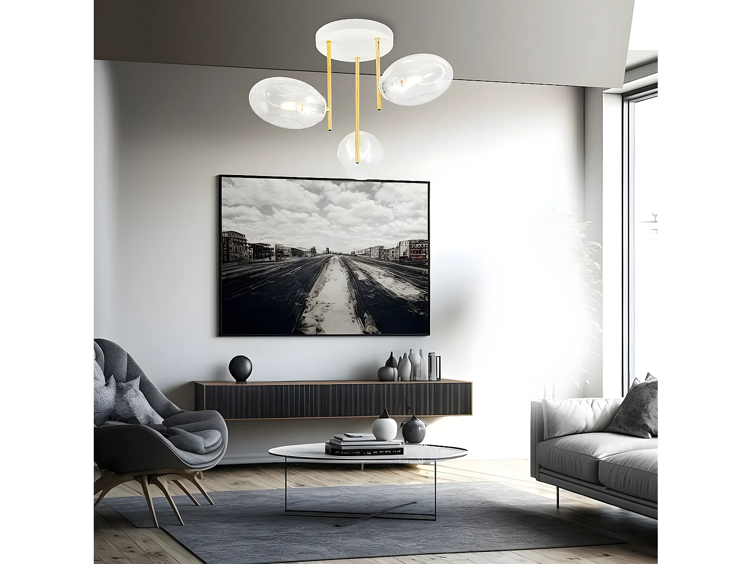 Plafonnier Argo, Blanc, 38x32,5x38 cm, EPIKASA