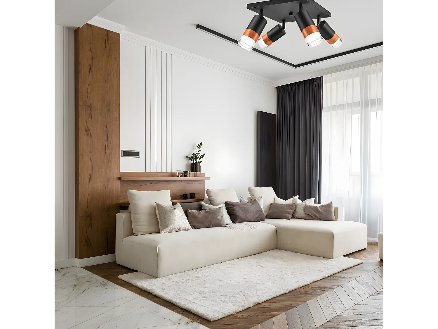 Plafonnier Aurora, Noir, 28x19x19 cm, EPIKASA