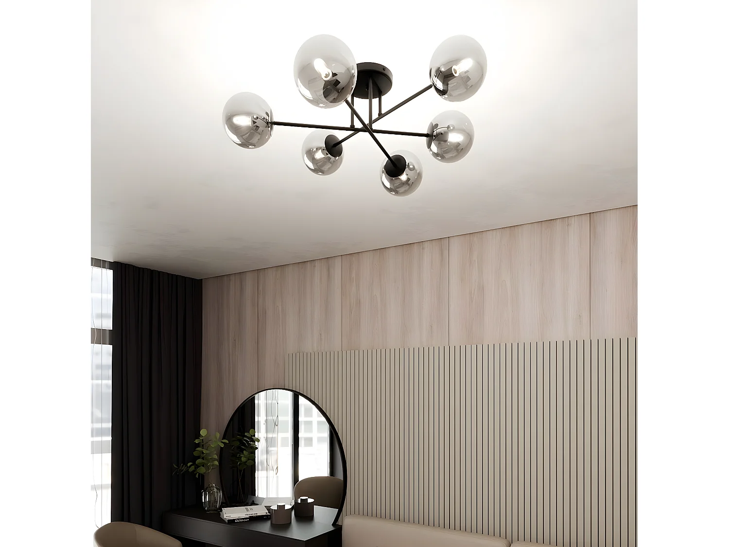 Plafonnier Aurora, Noir, 28x19x19 cm, EPIKASA