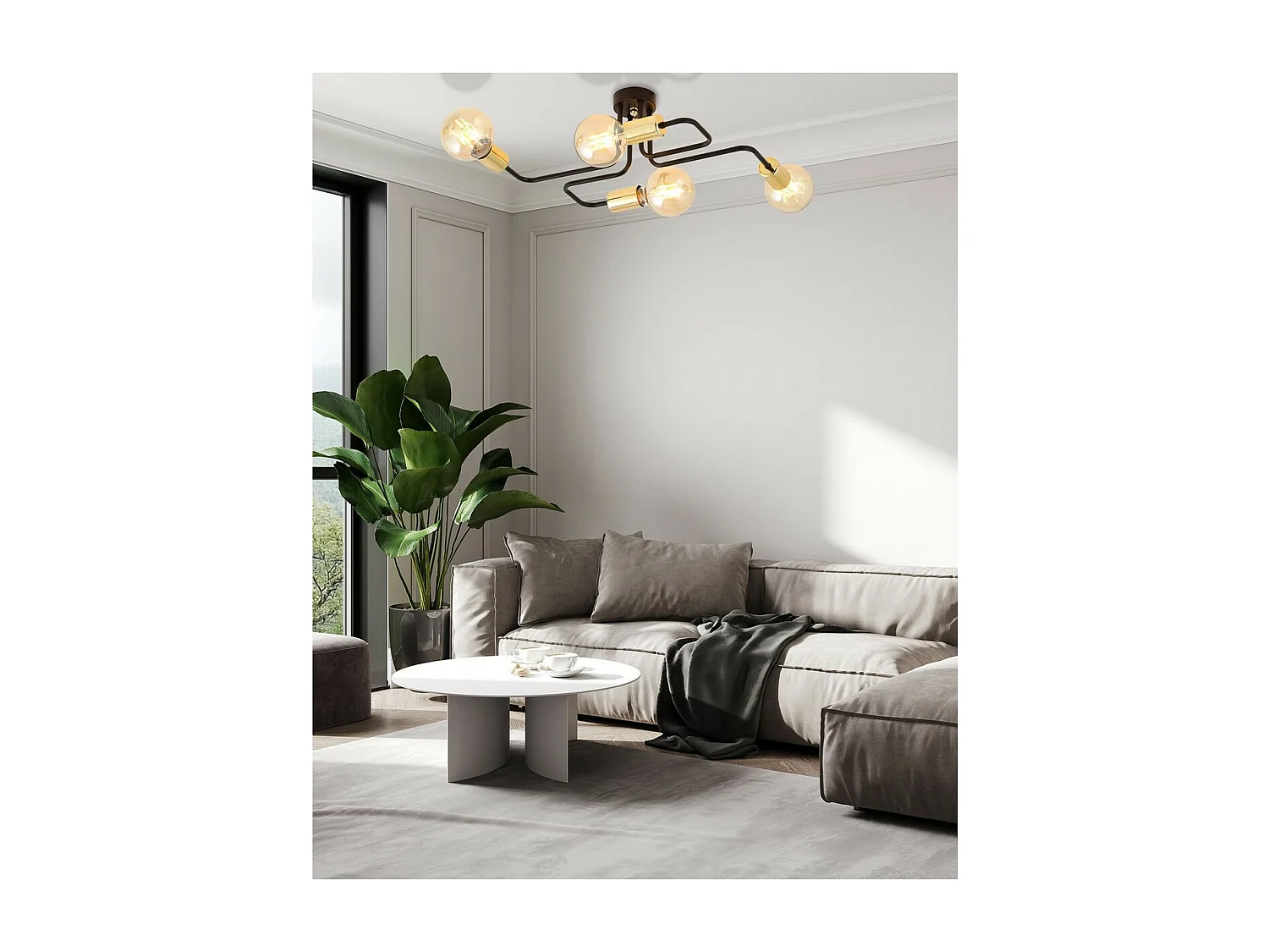 Candeeiro de Teto Veken 5, Preto, 45x17x30 cm, Seven Design