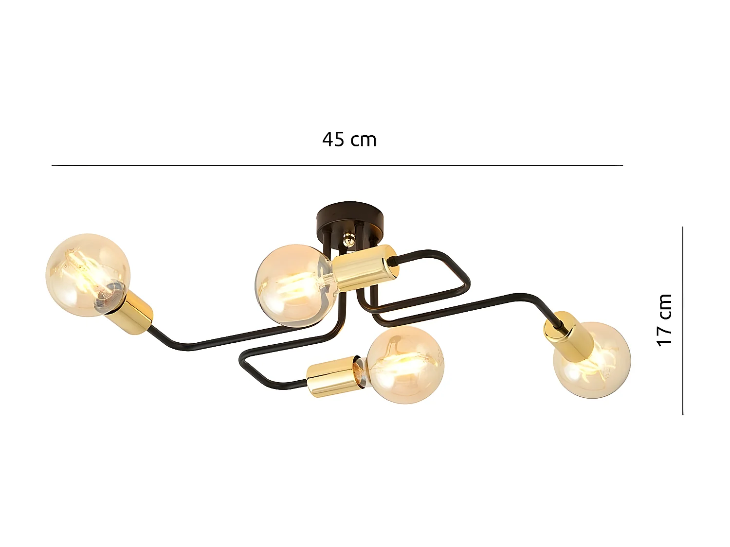 Candeeiro de Teto Veken 5, Preto, 45x17x30 cm, Seven Design