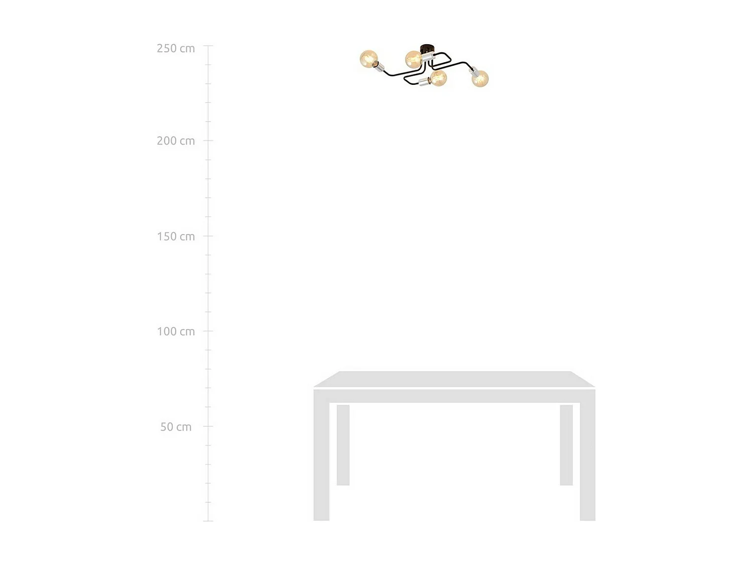 Candeeiro de Teto Veken 5, Preto, 45x17x30 cm, Seven Design