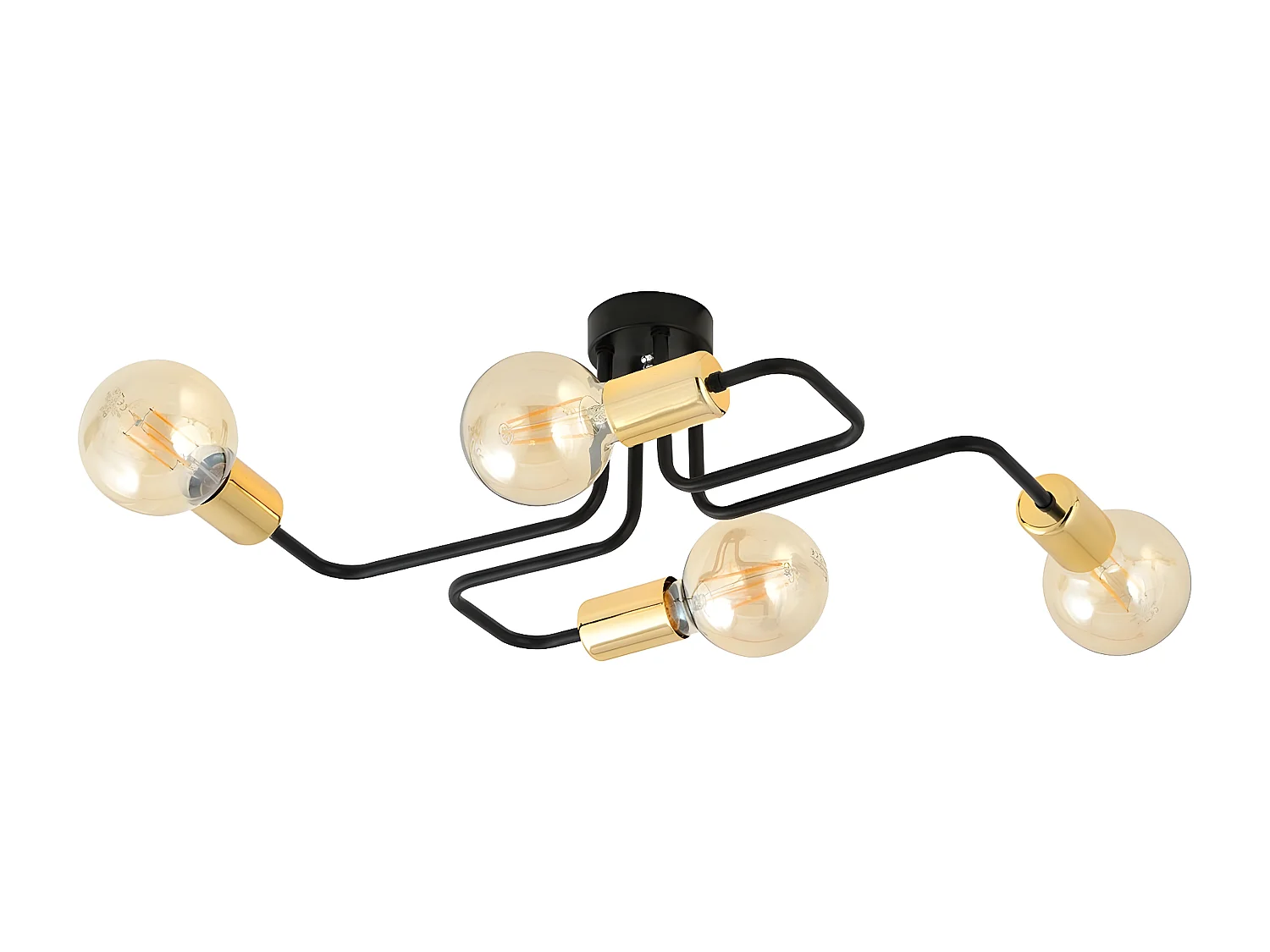 Plafonnier Veken 5, Noir, 45x17x30 cm, Seven Design