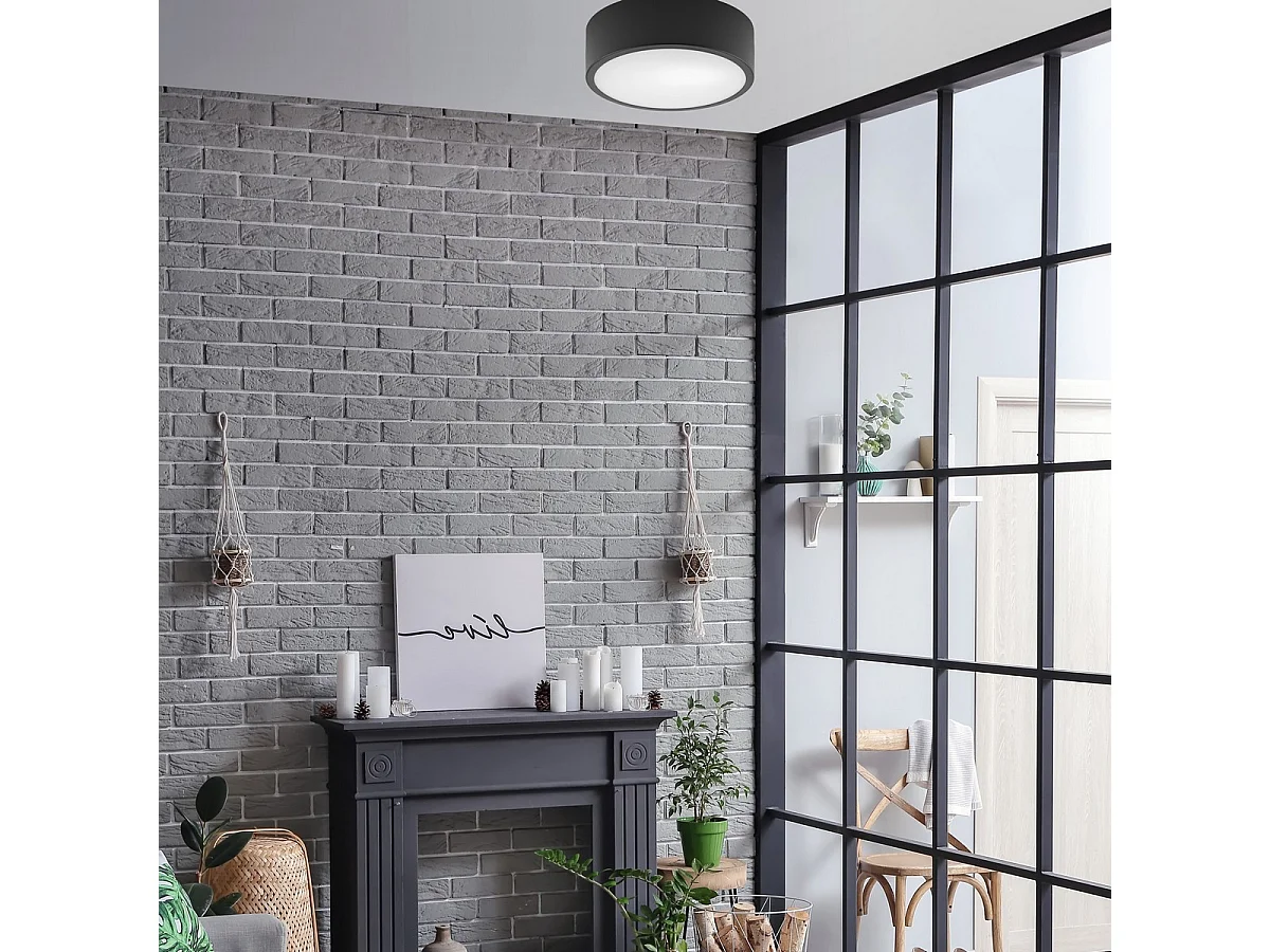 Plafondlamp Dante, Zwart, 26x26x8 cm, Seven Design