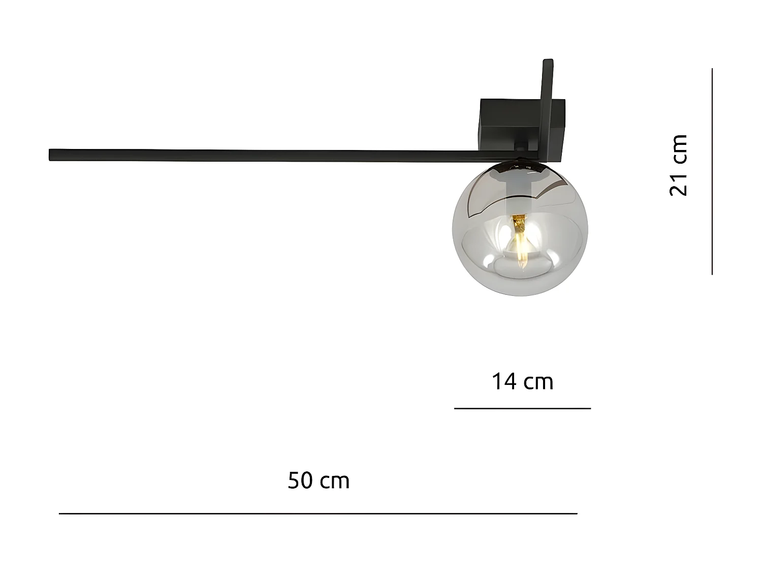 Plafondlamp Imago 11, Zwart, 50x21x18 cm, Seven Design