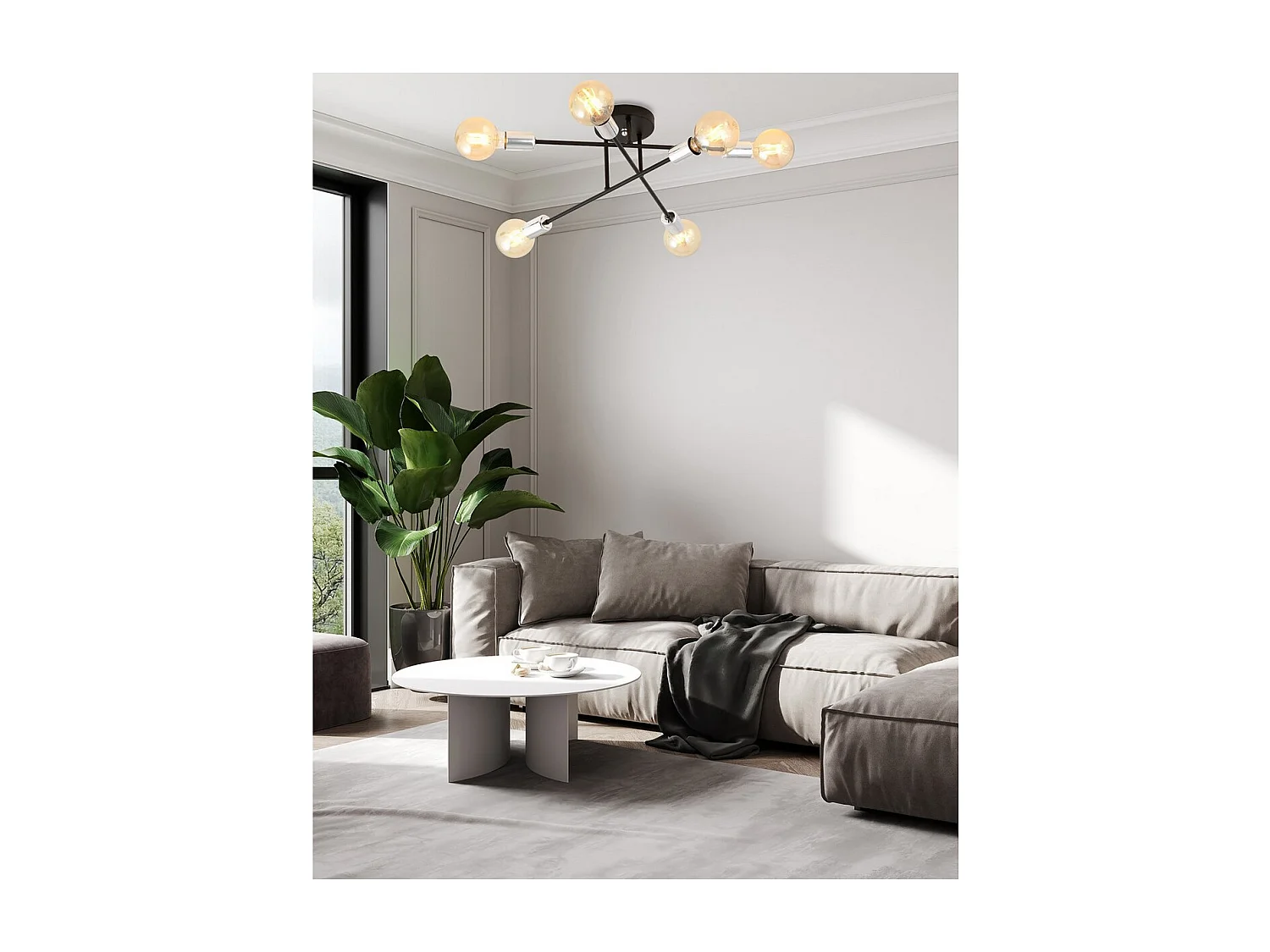 Candeeiro de Teto Veken, Preto, 55x17x55 cm, EPIKASA