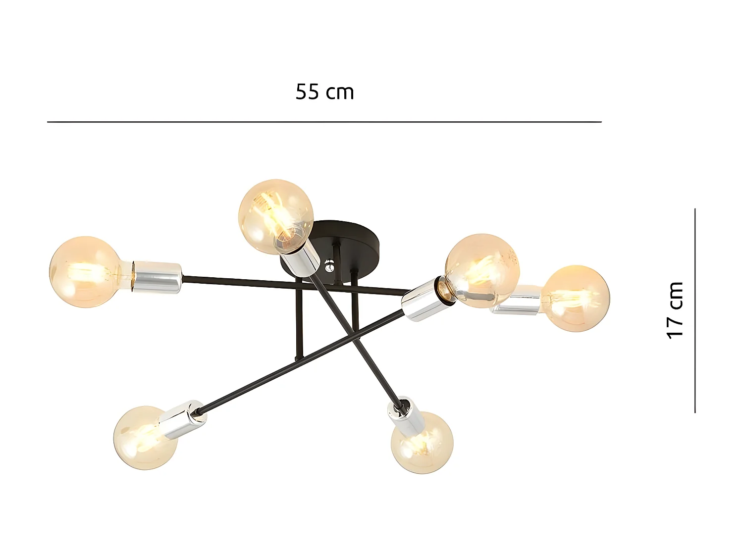 Candeeiro de Teto Veken, Preto, 55x17x55 cm, EPIKASA