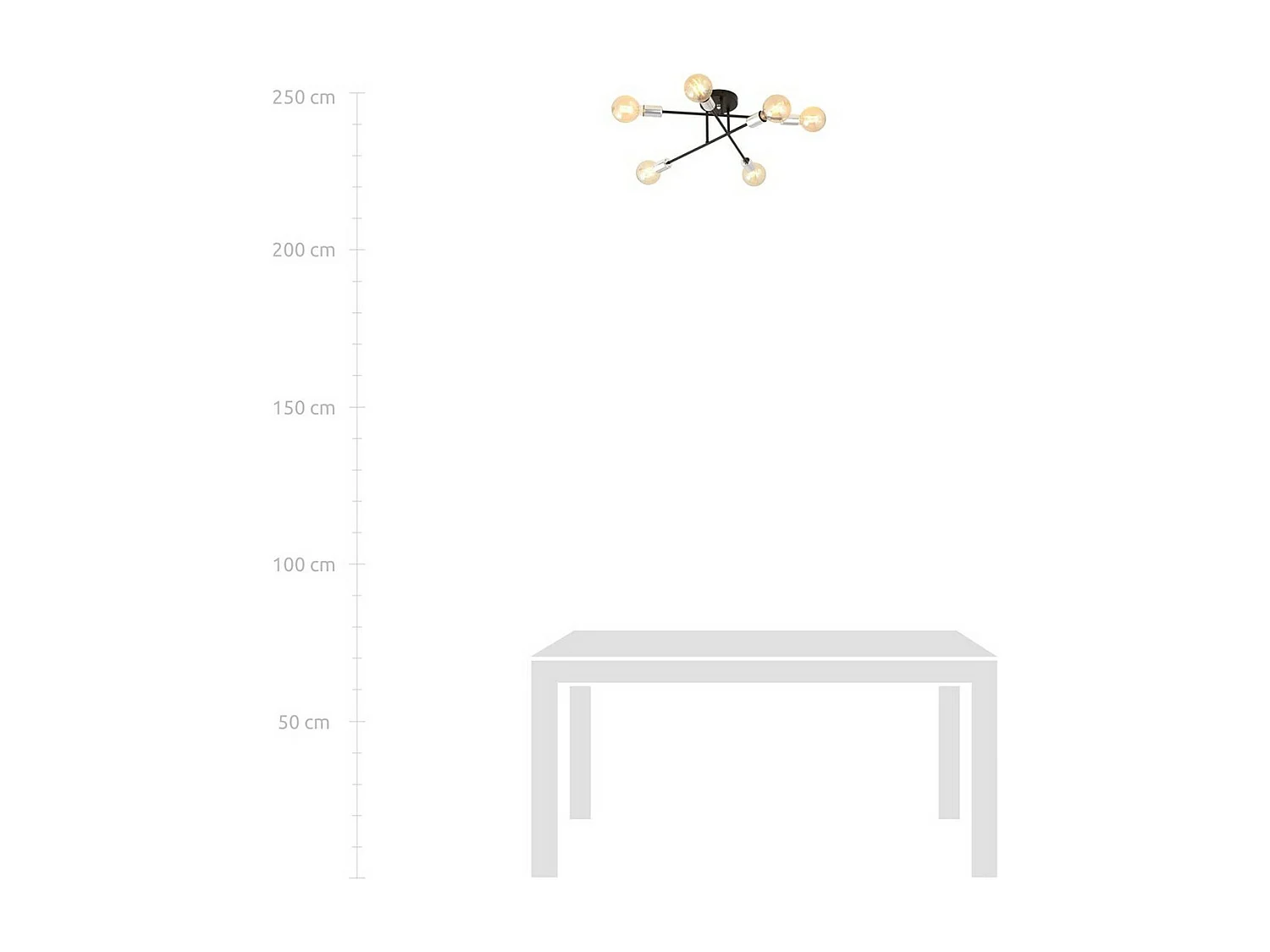 Candeeiro de Teto Veken, Preto, 55x17x55 cm, EPIKASA