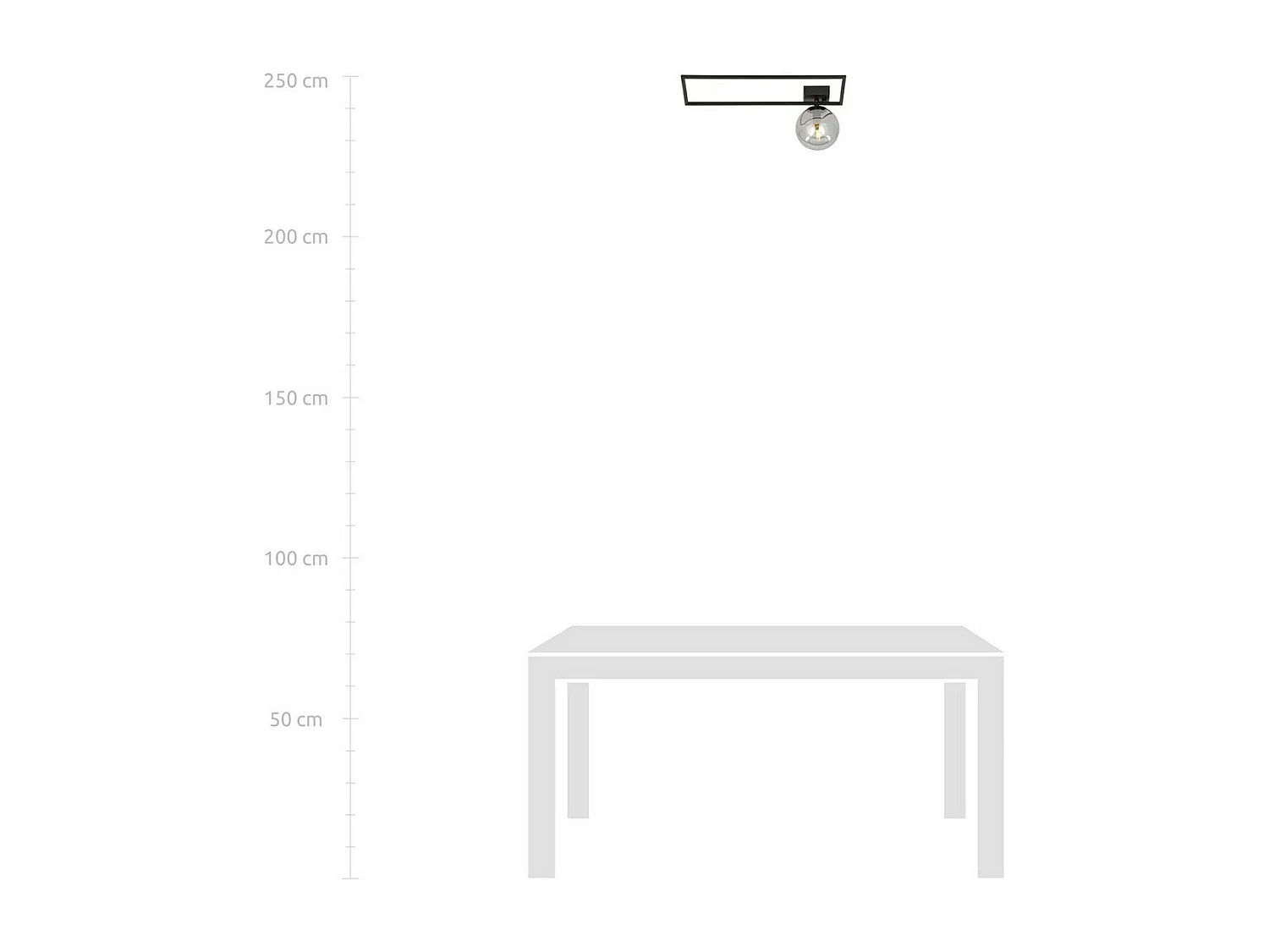 Plafonnier Imago 6, Noir, 50x21x18 cm, Seven Design