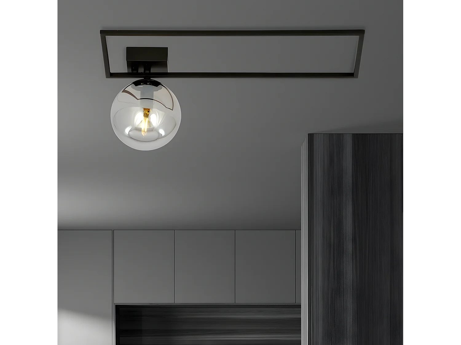 Plafonnier Imago 6, Noir, 50x21x18 cm, Seven Design