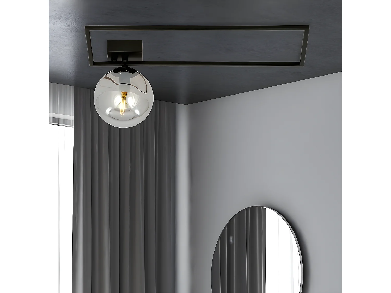 Plafonnier Imago 6, Noir, 50x21x18 cm, Seven Design